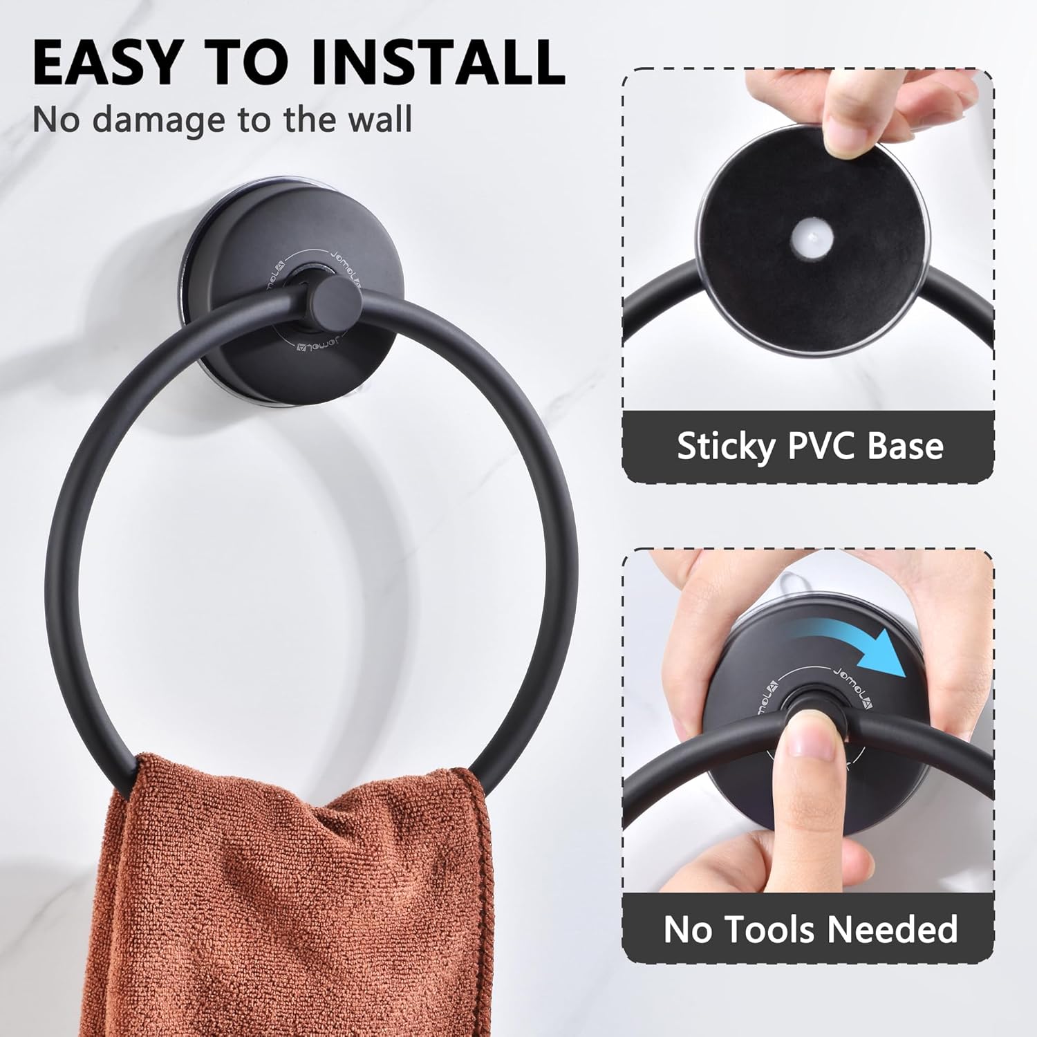 JOMOLA Suction Towel Ring Matte Black 1