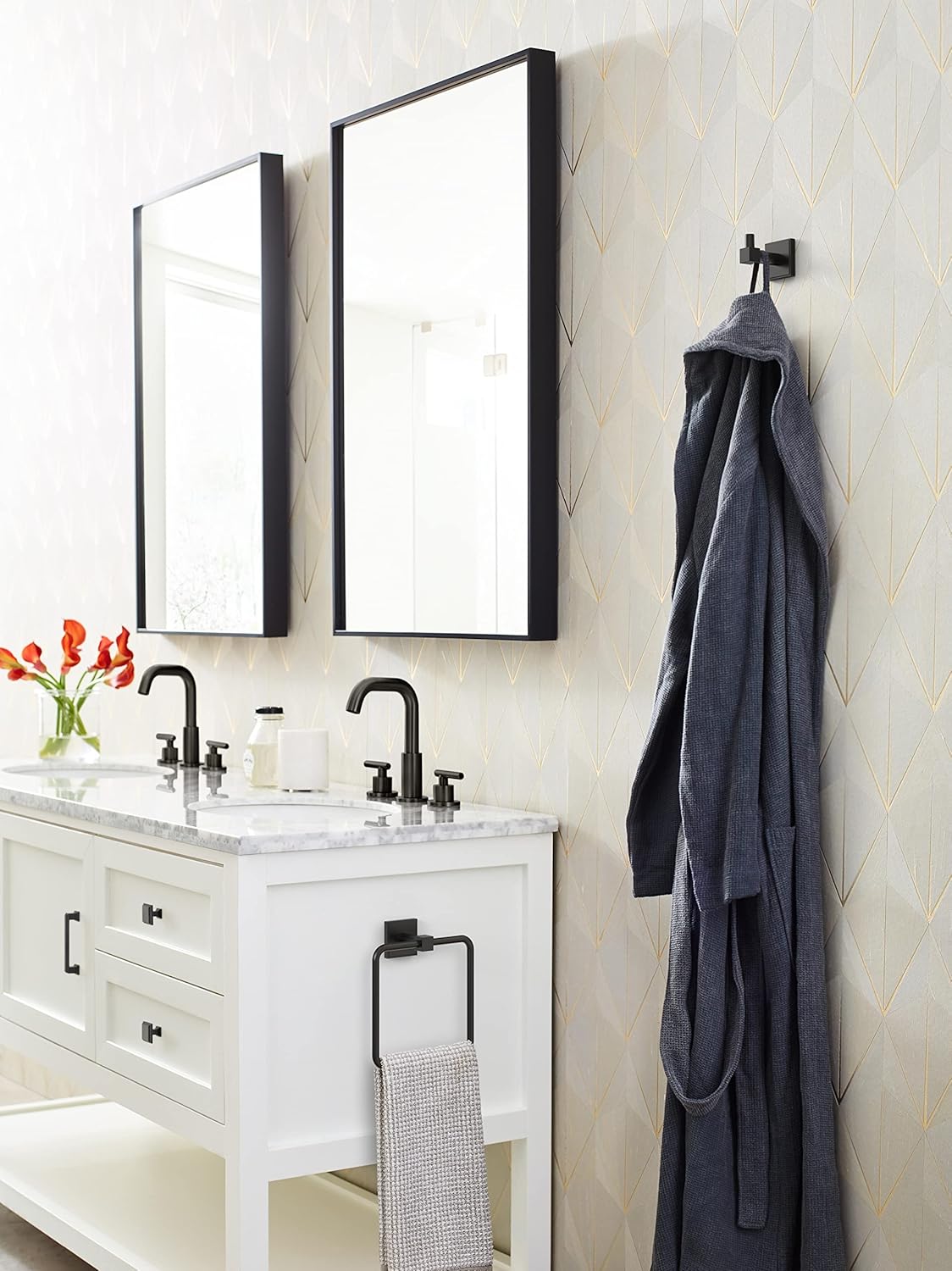 Amerock BH36072MB Matte Black Towel Ring