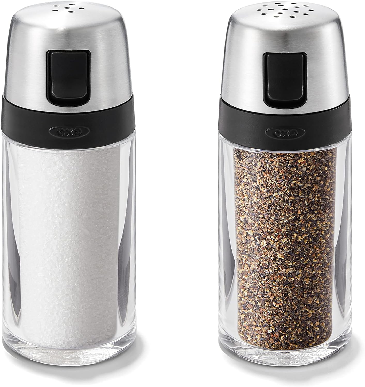 OXO Salt and Pepper Shaker Set Clear and Stainless Steel