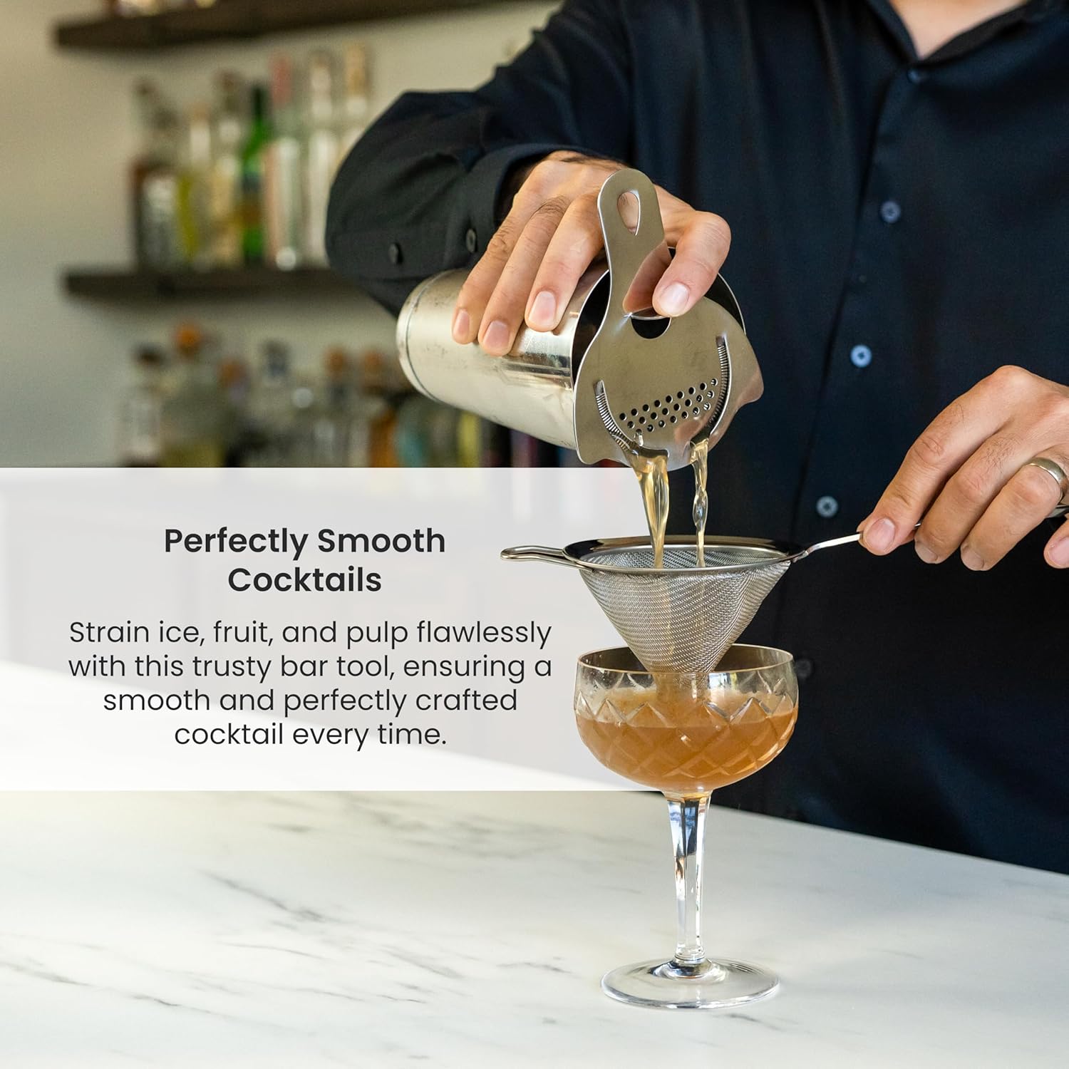 A Bar Above Fine Mesh Cocktail Strainer with Gold Finish