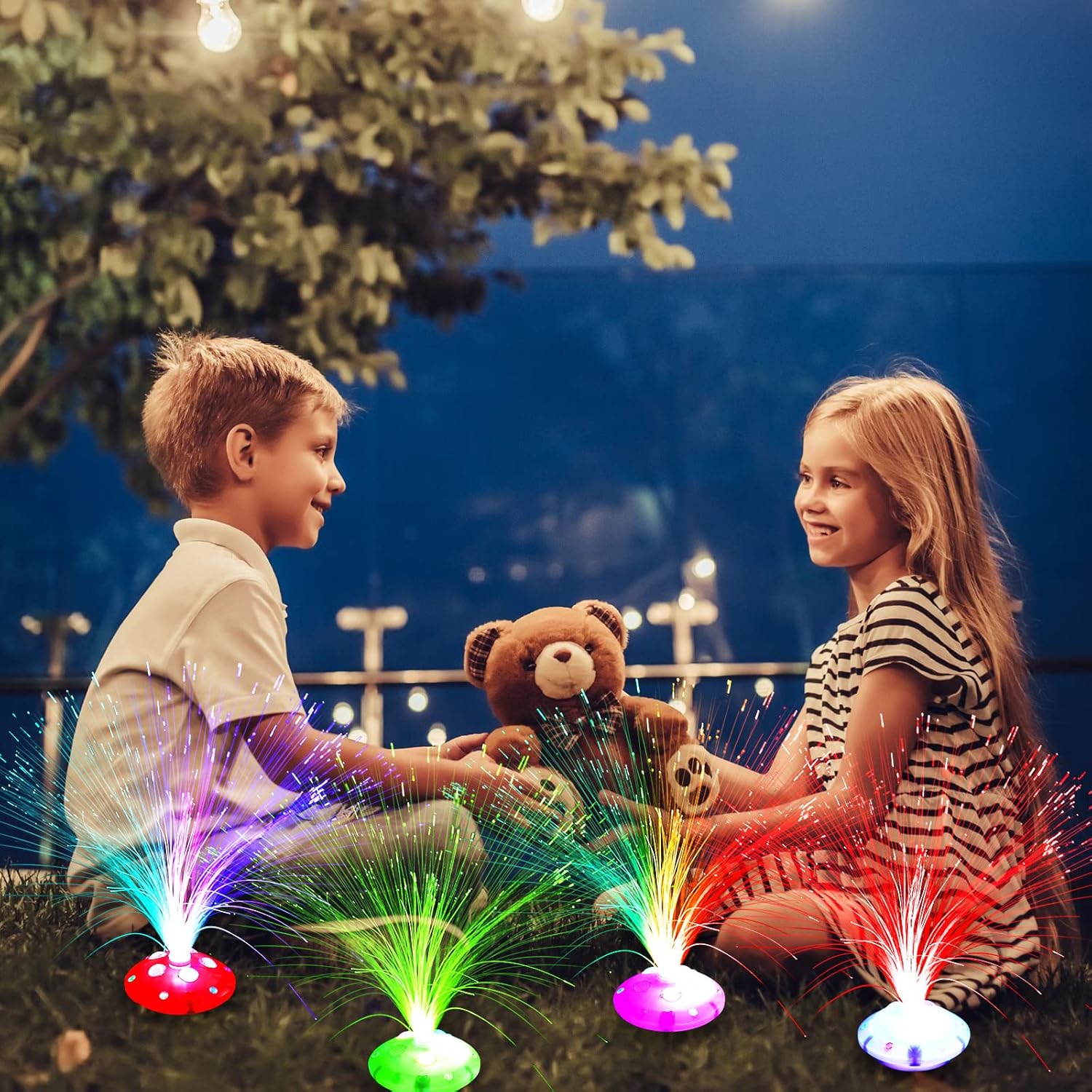 Retisee 24 Pcs Fiber Optic Multicolored Light Centerpieces
