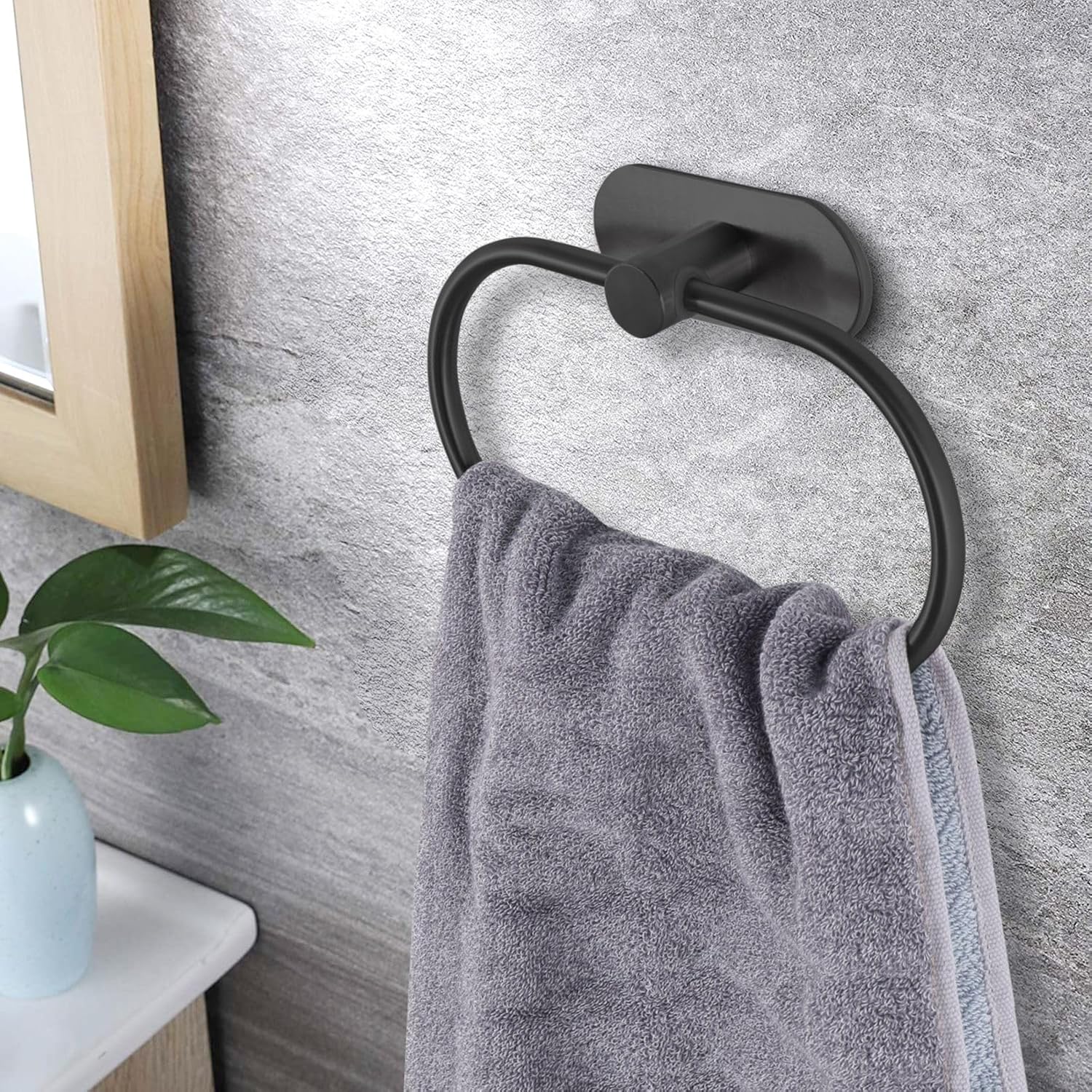 Eolax Matte Black Towel Bar 2 Pack No Drilling Wall Mount