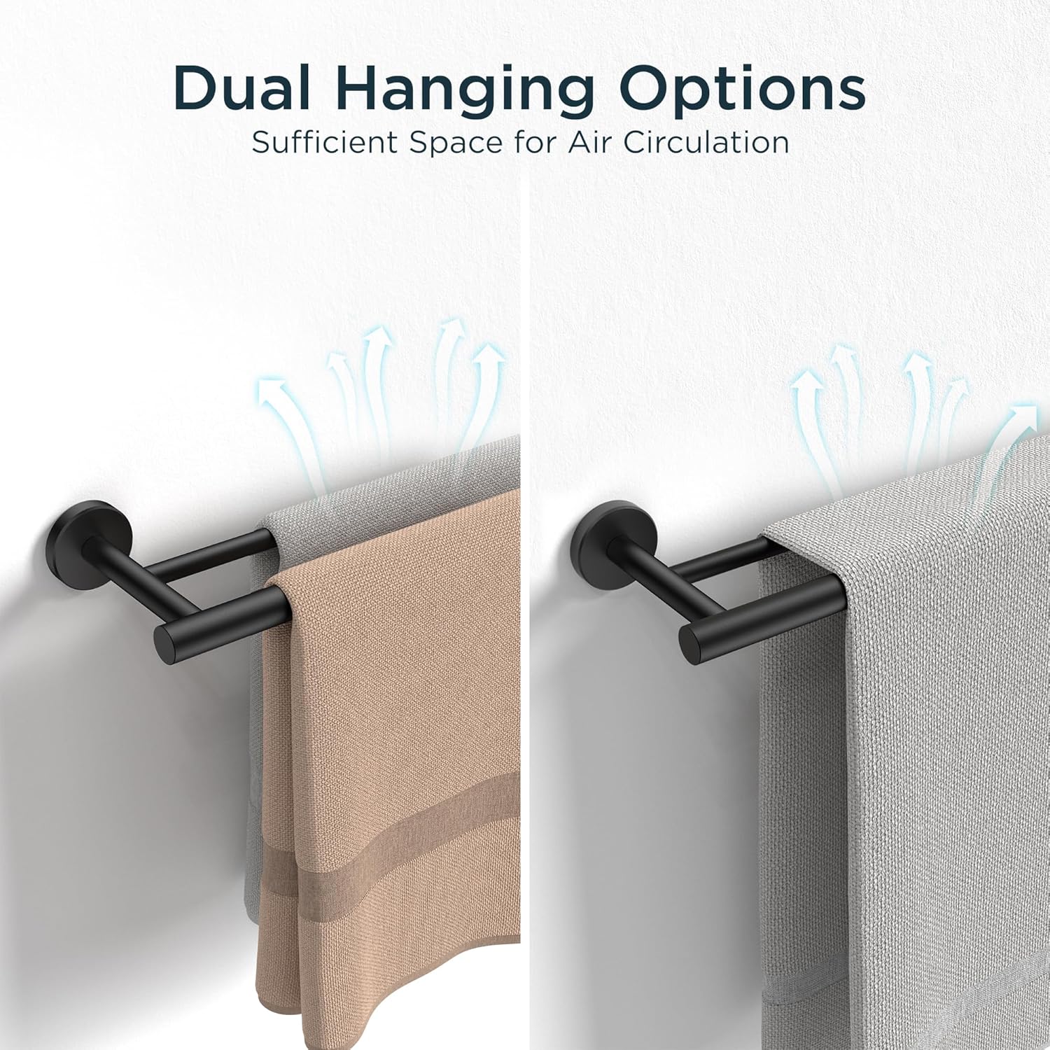 FORIOUS 24 Inch Double Towel Bar Racks Holder
