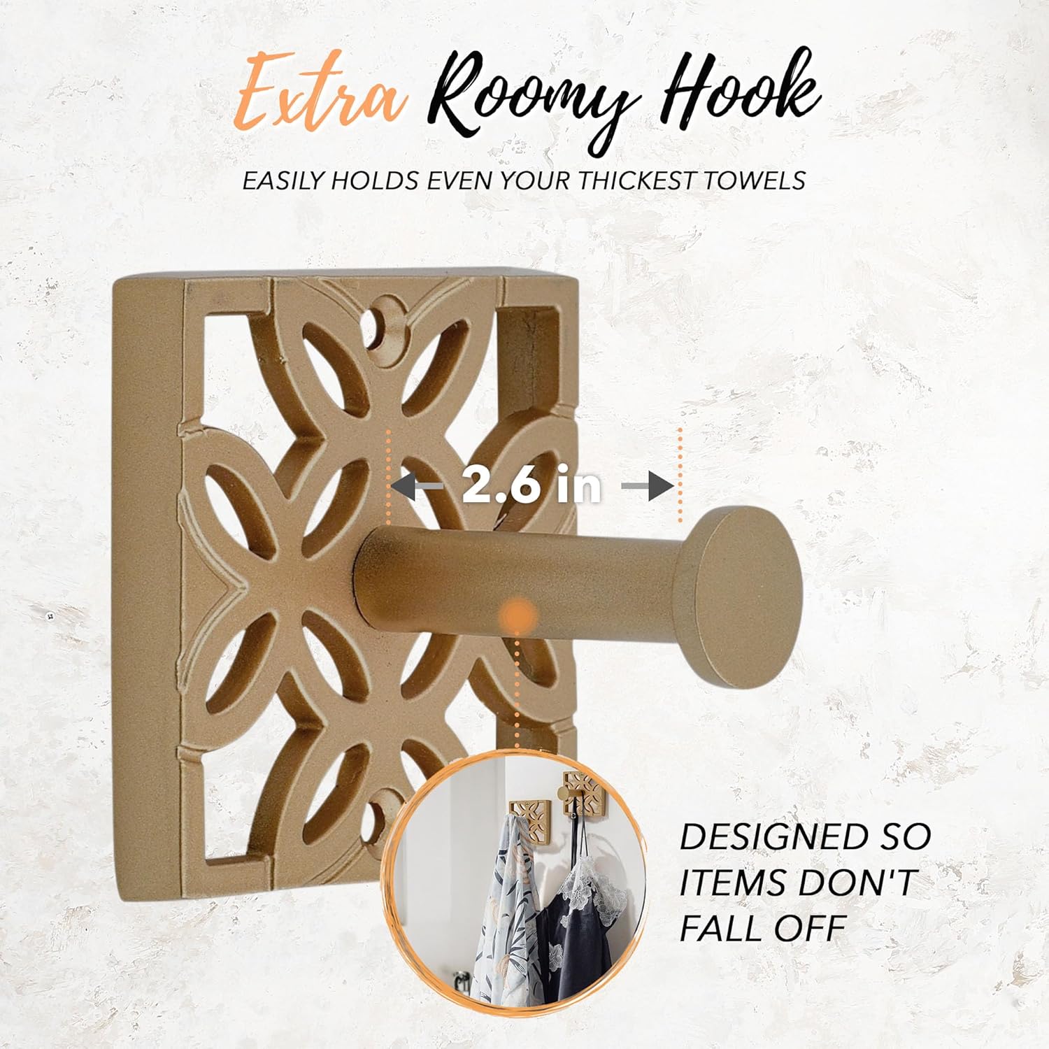 Autumn Alley 2 Pack Gold Hooks for Bathroom