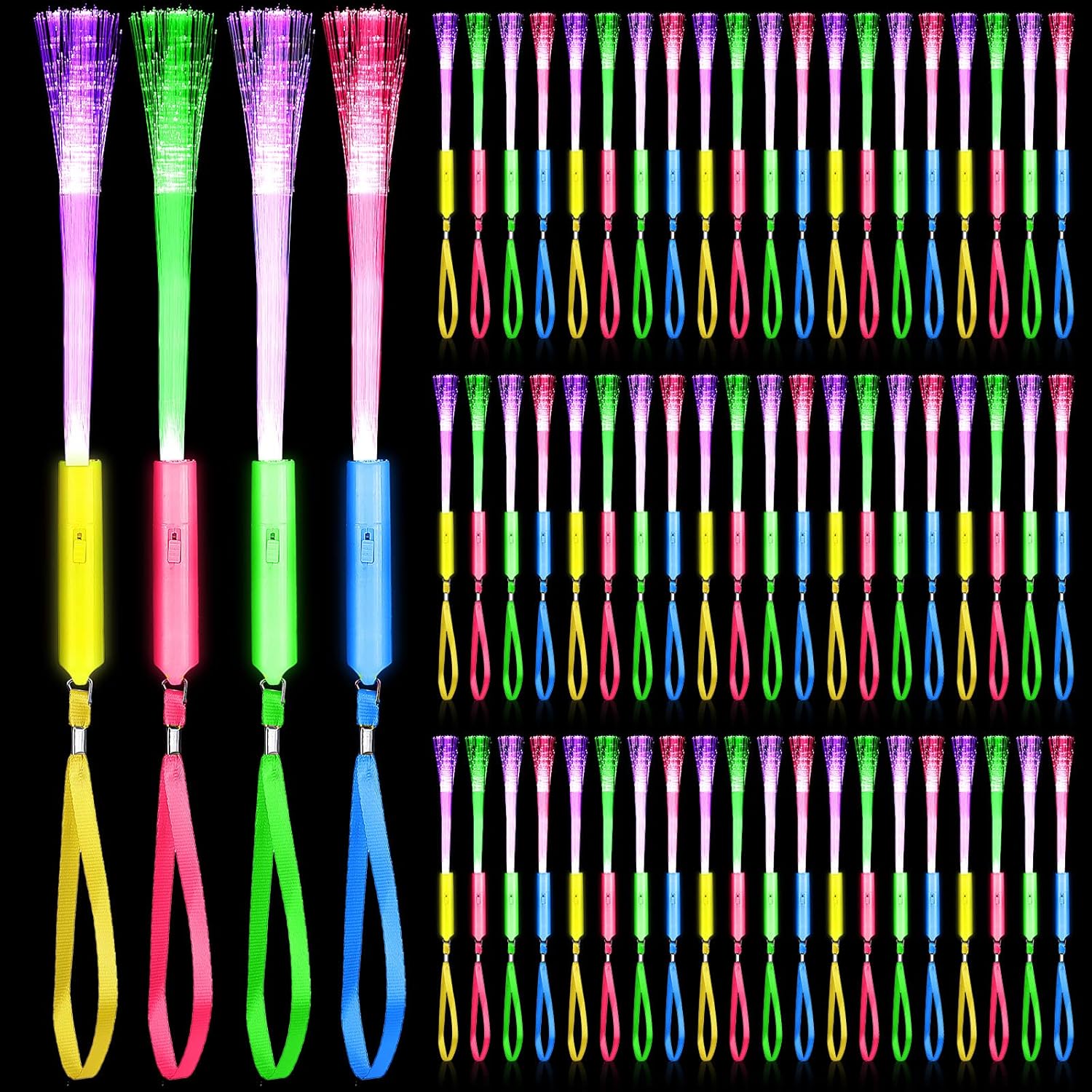 Junkin 200 Pcs LED Glow Wand Light Up Sticks with Batteries