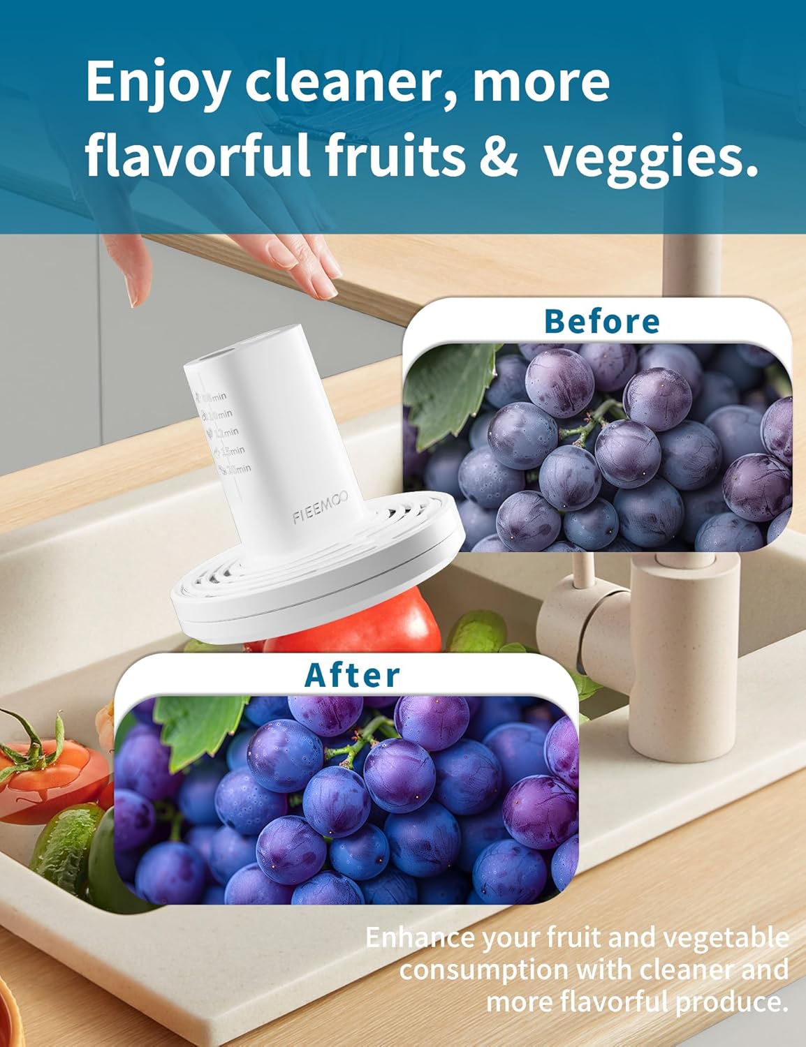 Fieemoo Fruit and Vegetable Washing Machine with OH-Ion Technology