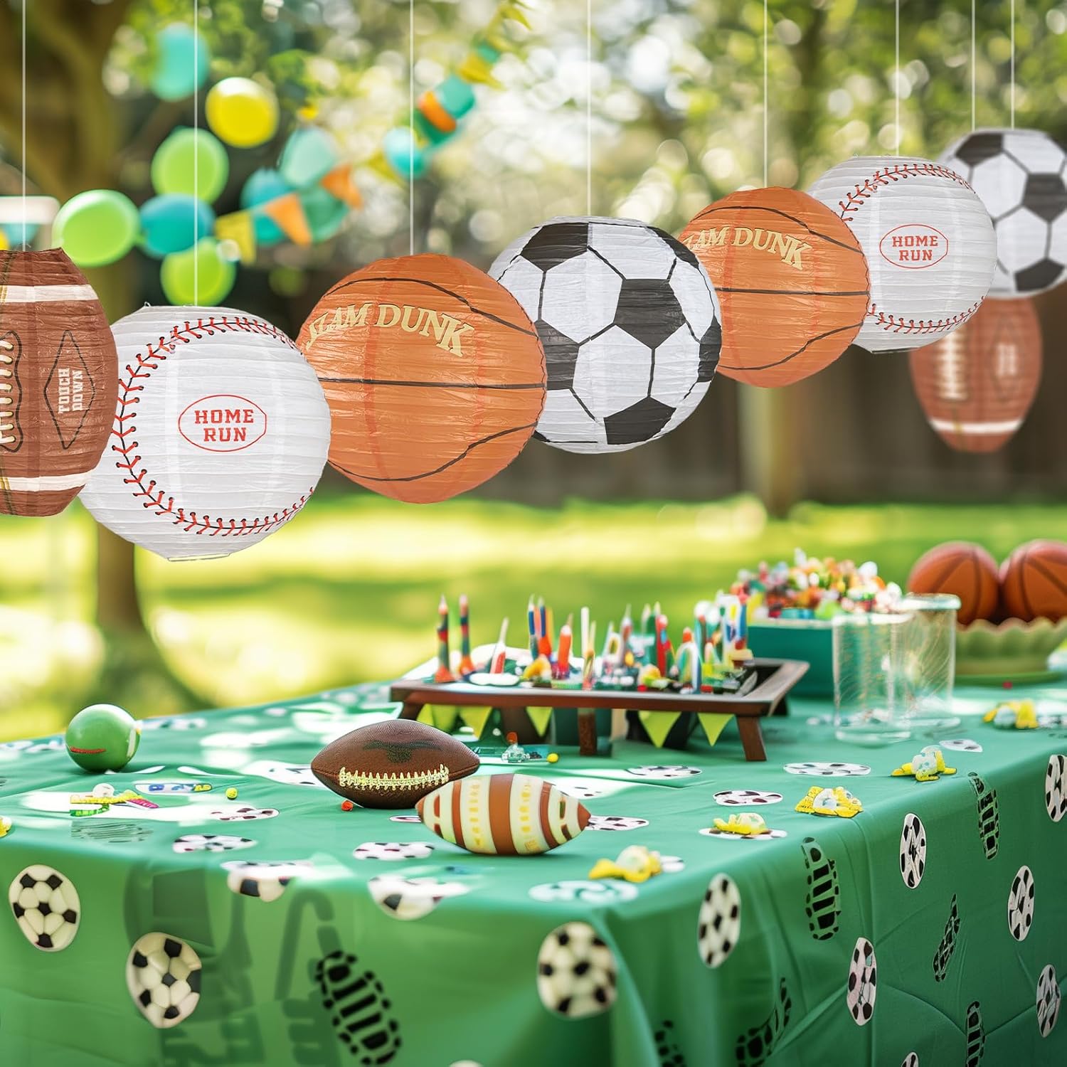 UNIQOOO 8Pcs Sports Paper Lanterns for Football Parties