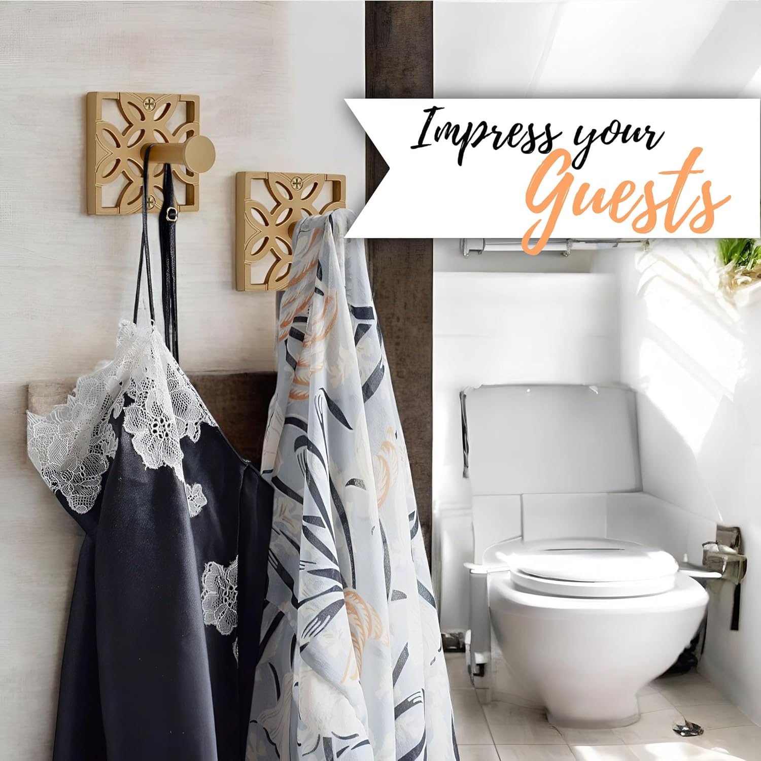 Autumn Alley 2 Pack Gold Hooks for Bathroom