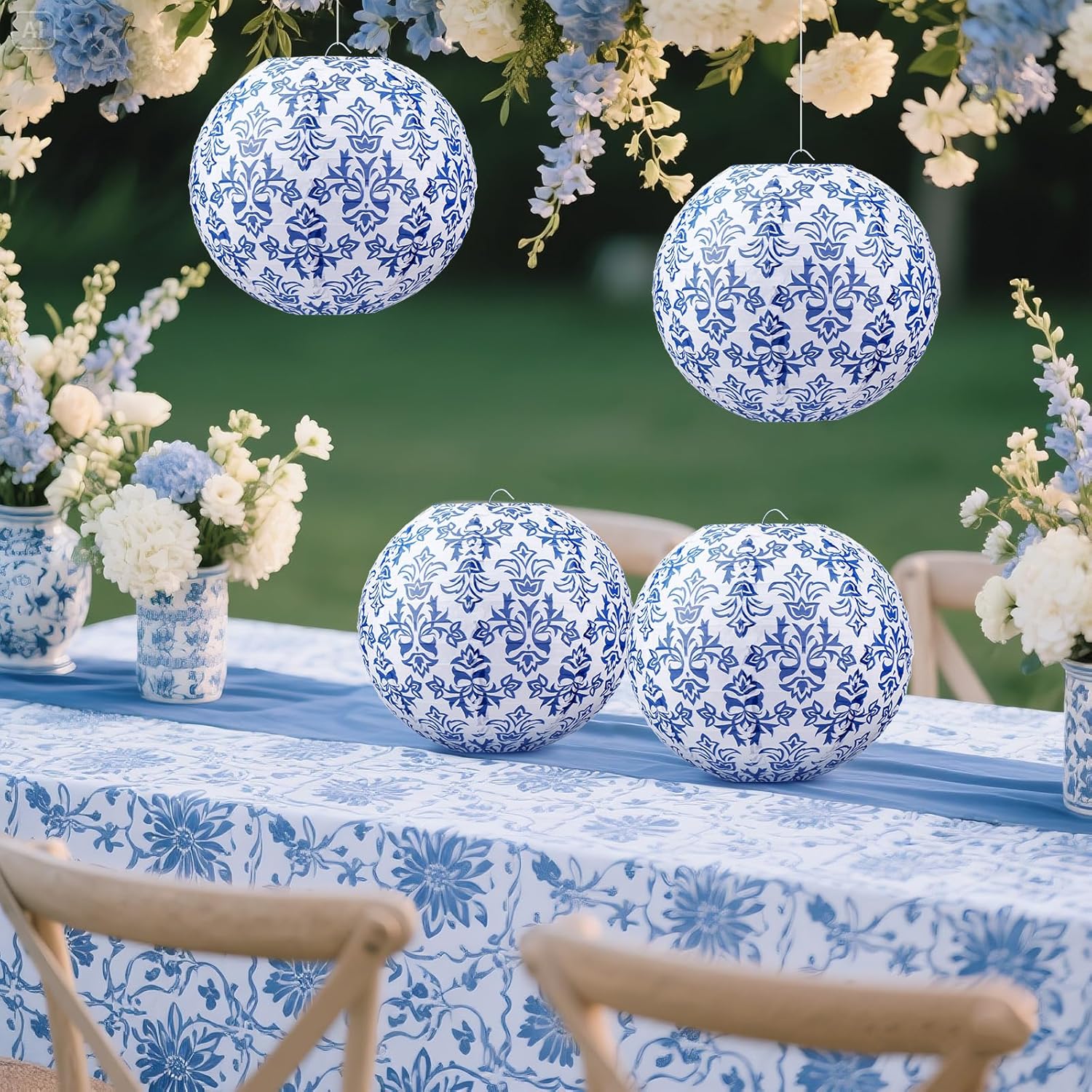 Retisee 12 Pcs 10 Inch Chinoiserie Paper Lantern Set