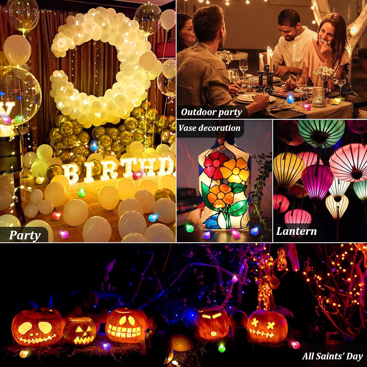 100PCS Waterproof Mini LED Balloon Lights Multicolor