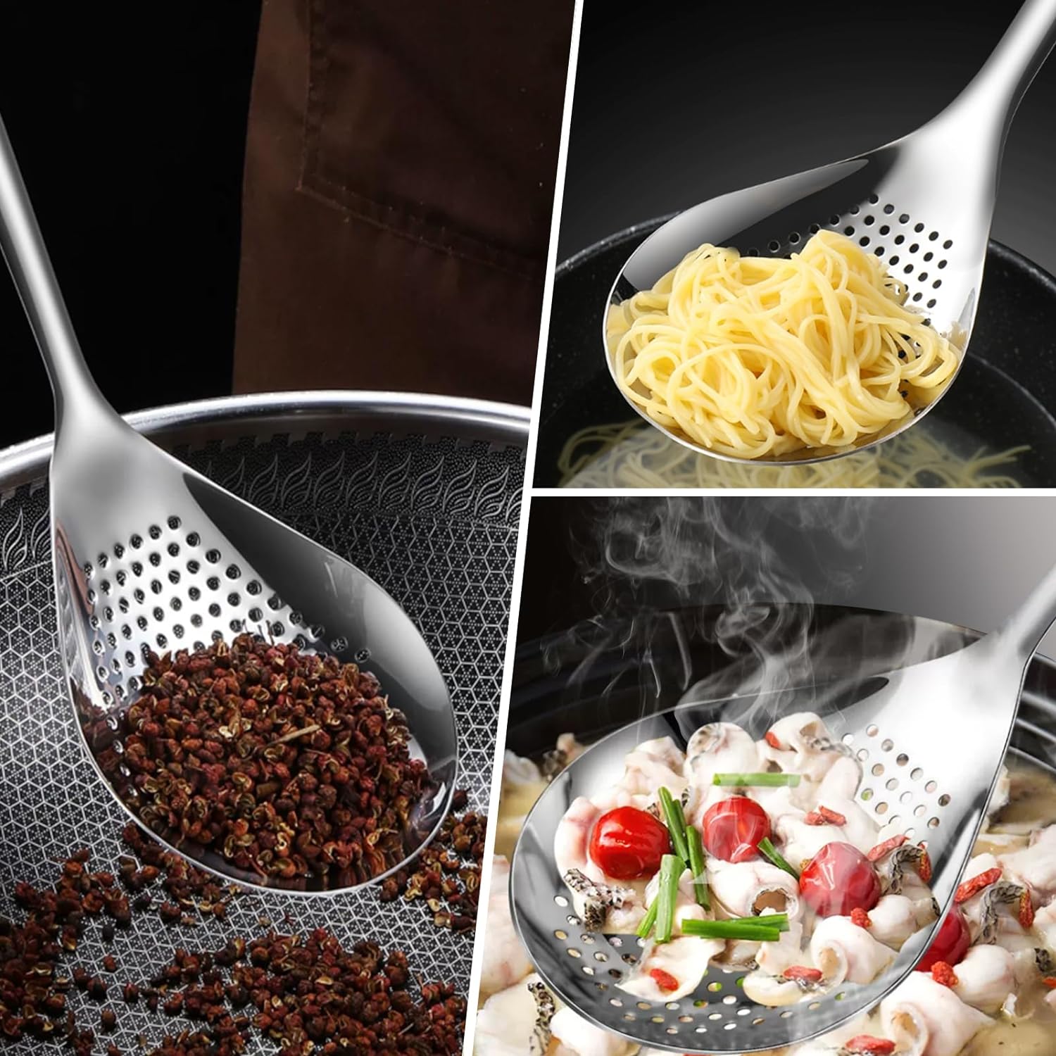 KAYCROWN Skimmer Slotted Spoon 2 Pack Stainless Steel