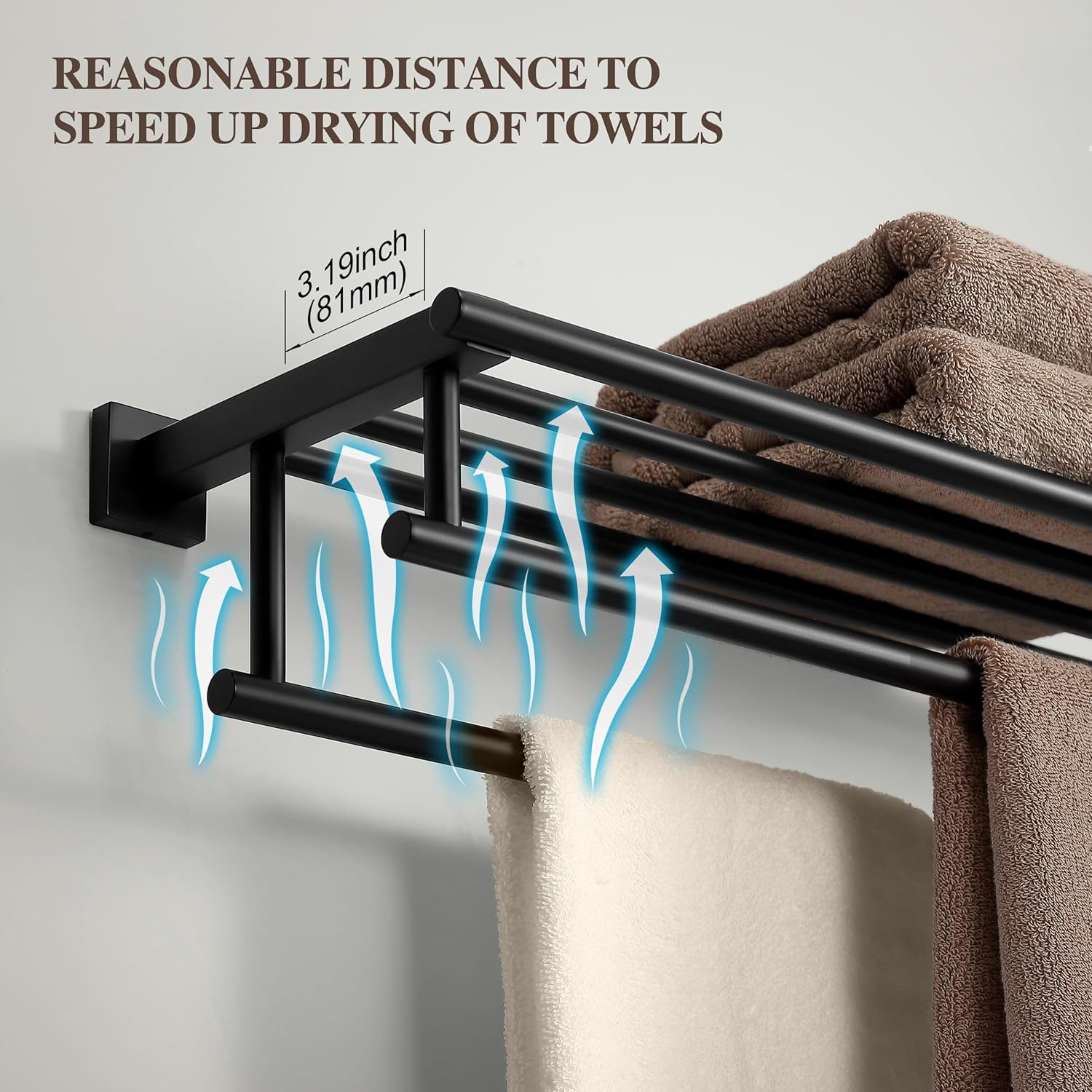 SEIDO Double Towel Bar 24 Inch Matte Black Stainless Steel 1