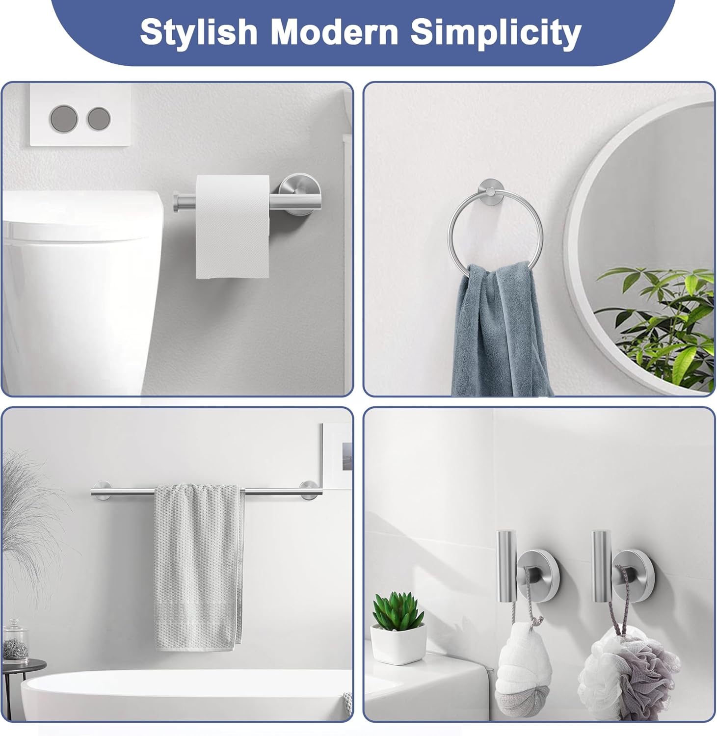 SCILIVE 5-Piece Brushed Nickel Bathroom Hardware Set