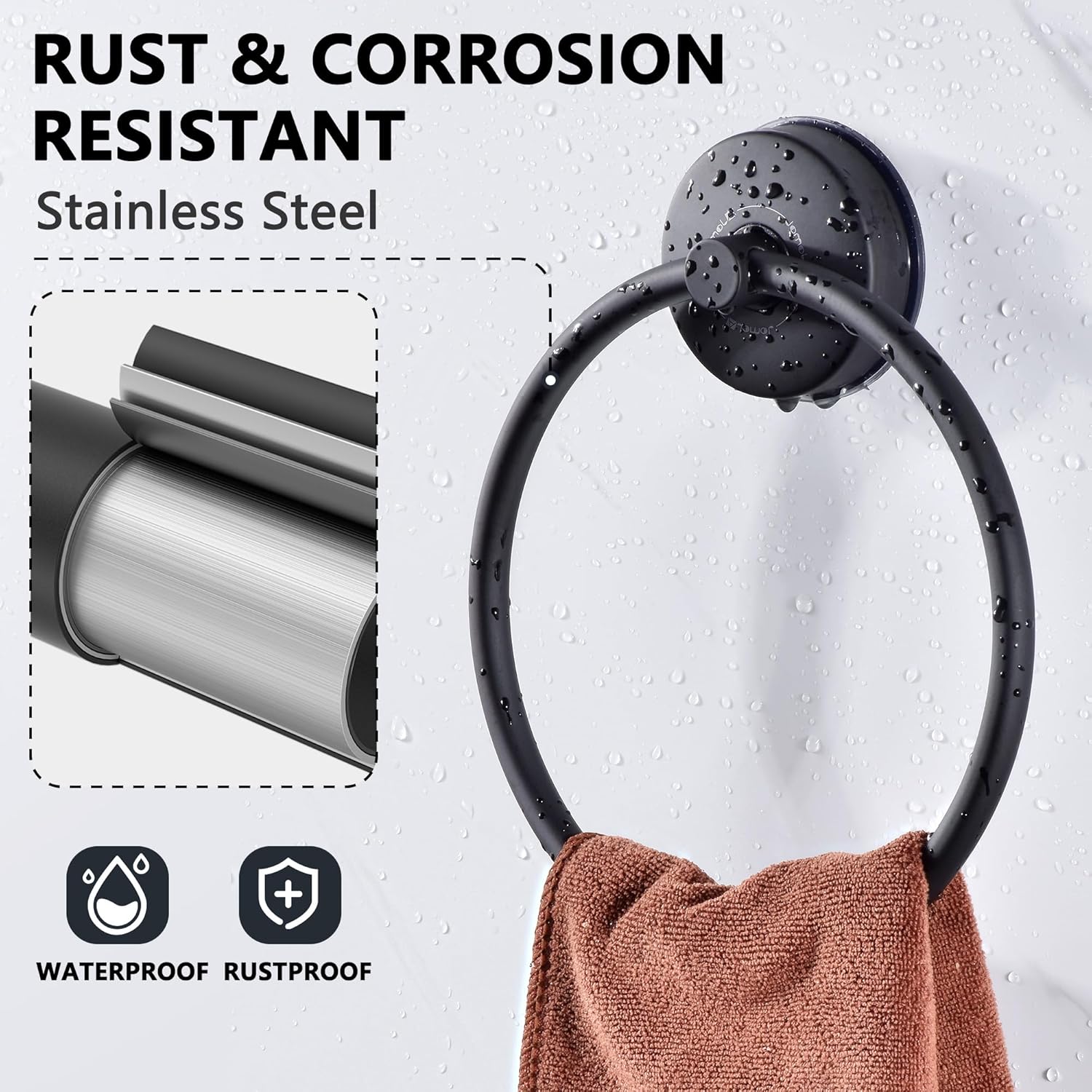 JOMOLA Suction Towel Ring Matte Black 1