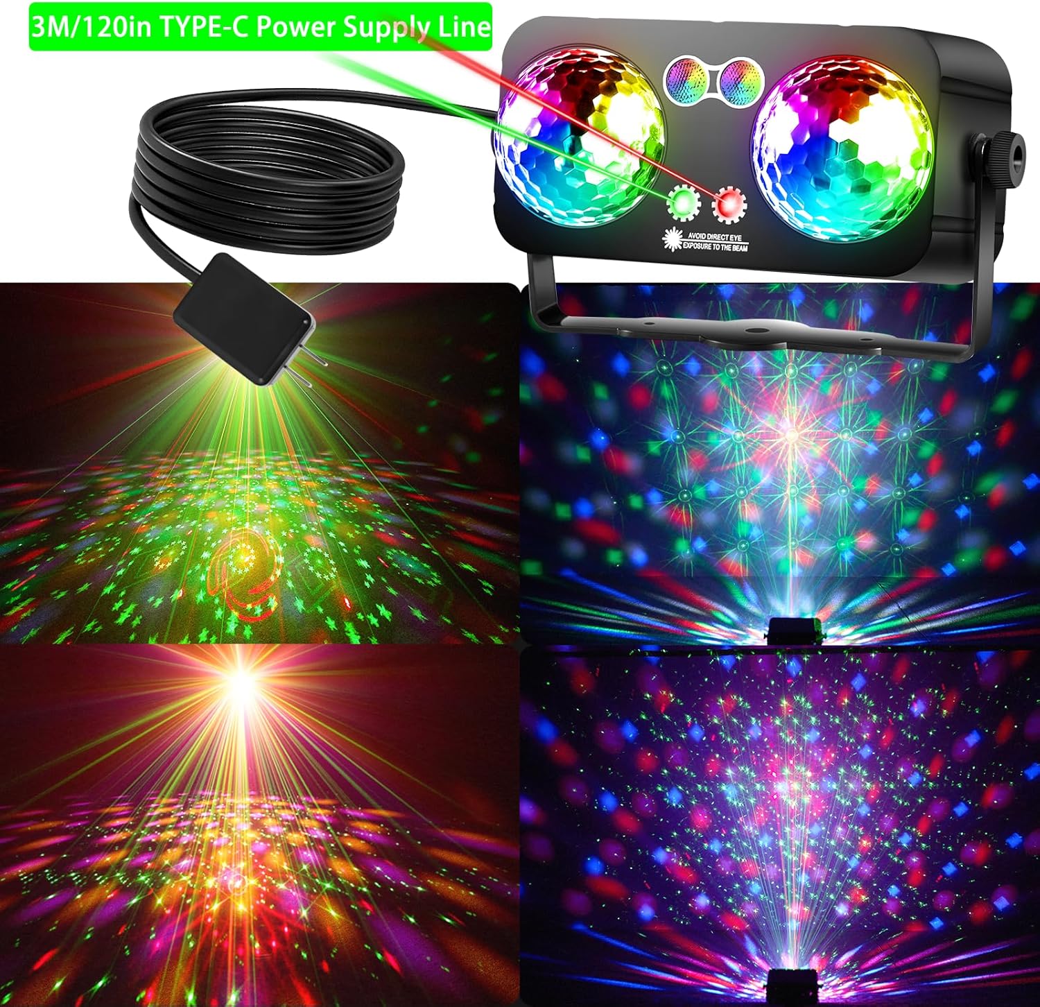 XJXTC Party Lights with Sound Activated Remote Control