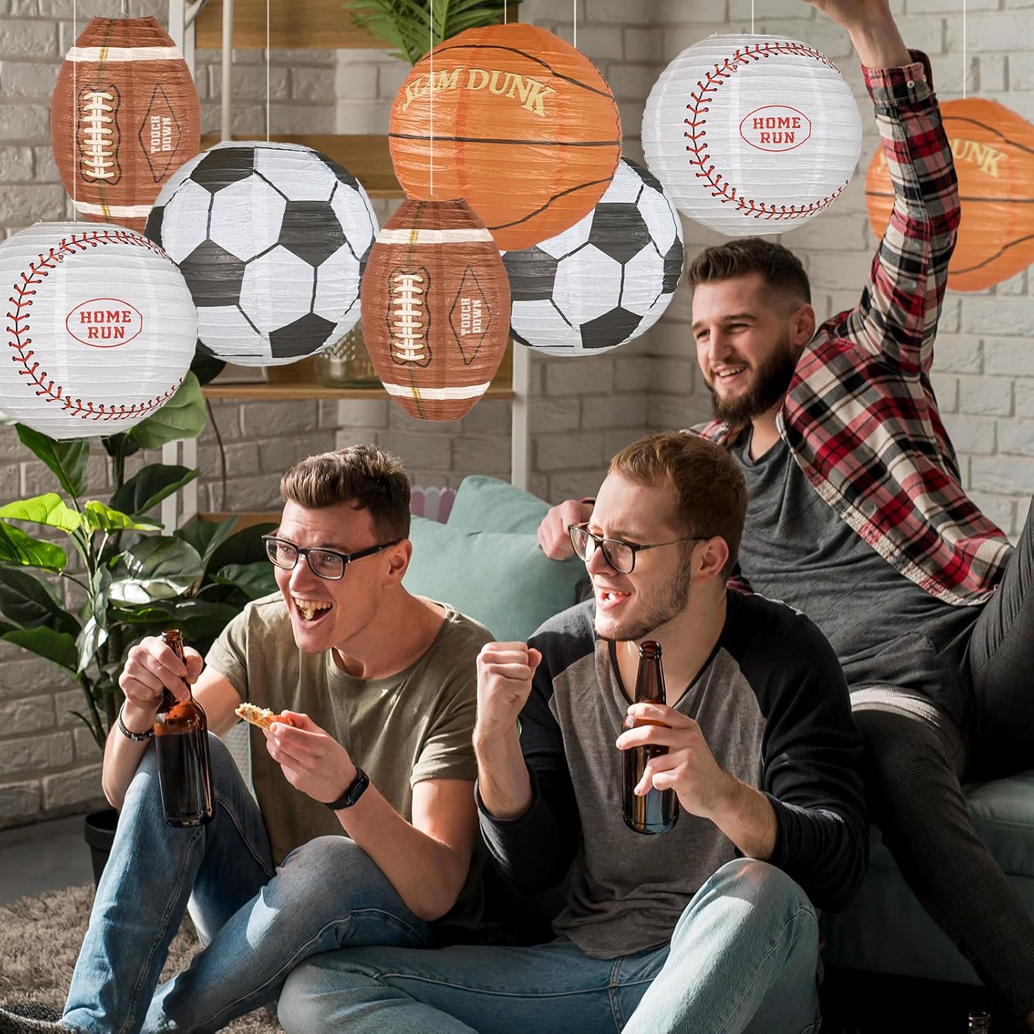 UNIQOOO 8Pcs Sports Paper Lanterns for Football Parties