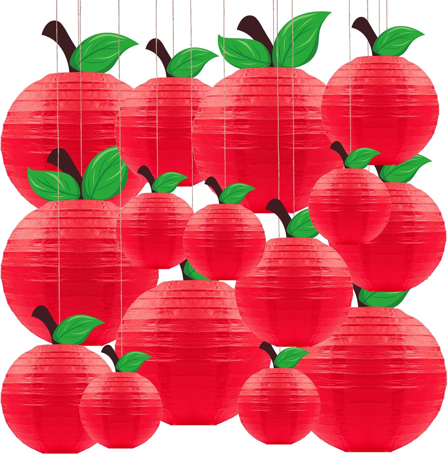 Renbuzhu 15Pcs Red Apple Paper Lanterns Classroom Decor 1