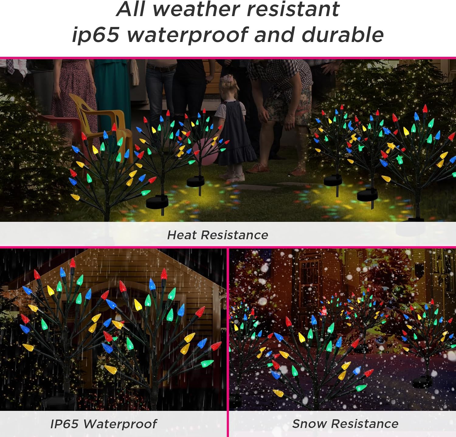 BeHiller Solar Strawberry Tree Lights 2PACK Outdoor Decor