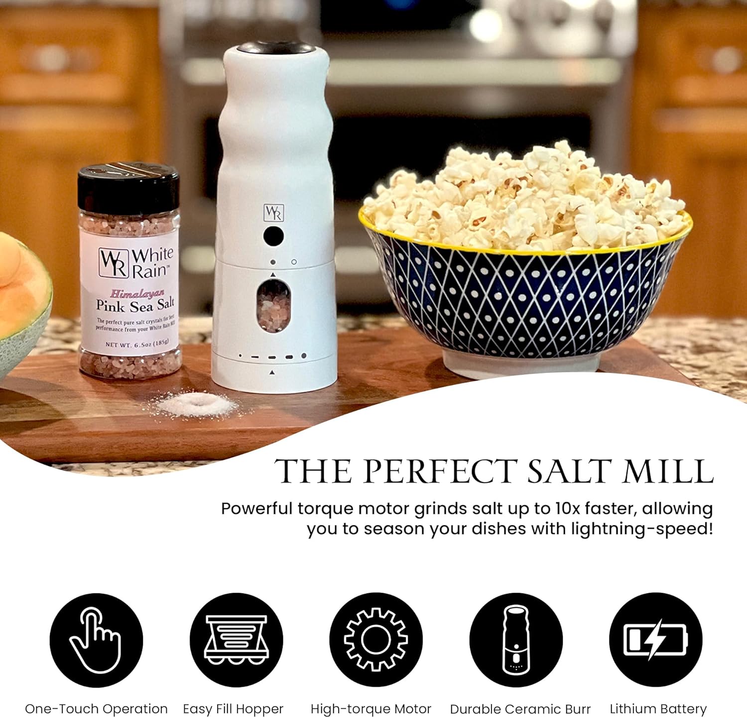 BLACK RAIN Salt Mill - High Output Electric Salt Grinder 1
