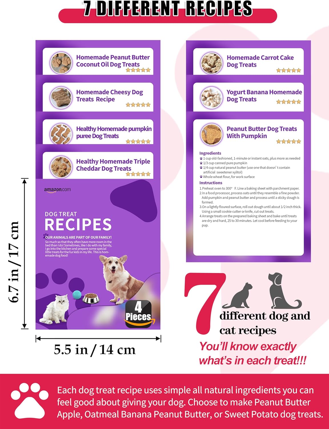 Silicone Dog Treat Molds with Recipe Cards - Set of 15