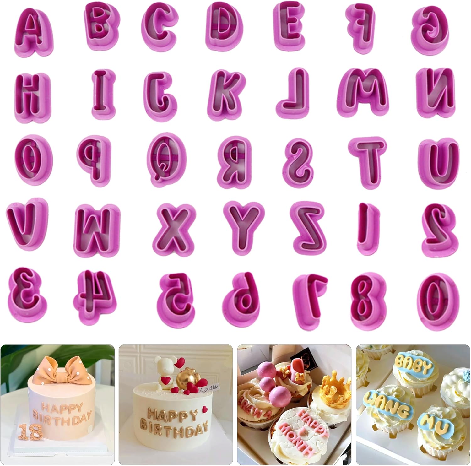 Jigfew 35 Pcs Letter Number Cookie Cutters Set