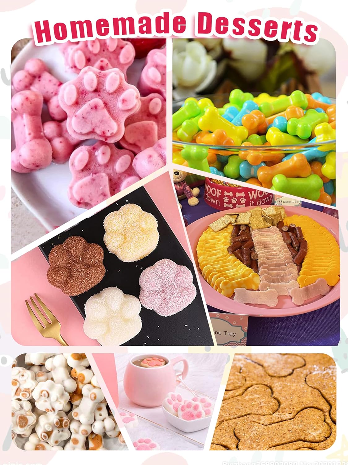 Silicone Dog Treat Molds with Recipe Cards - Set of 15