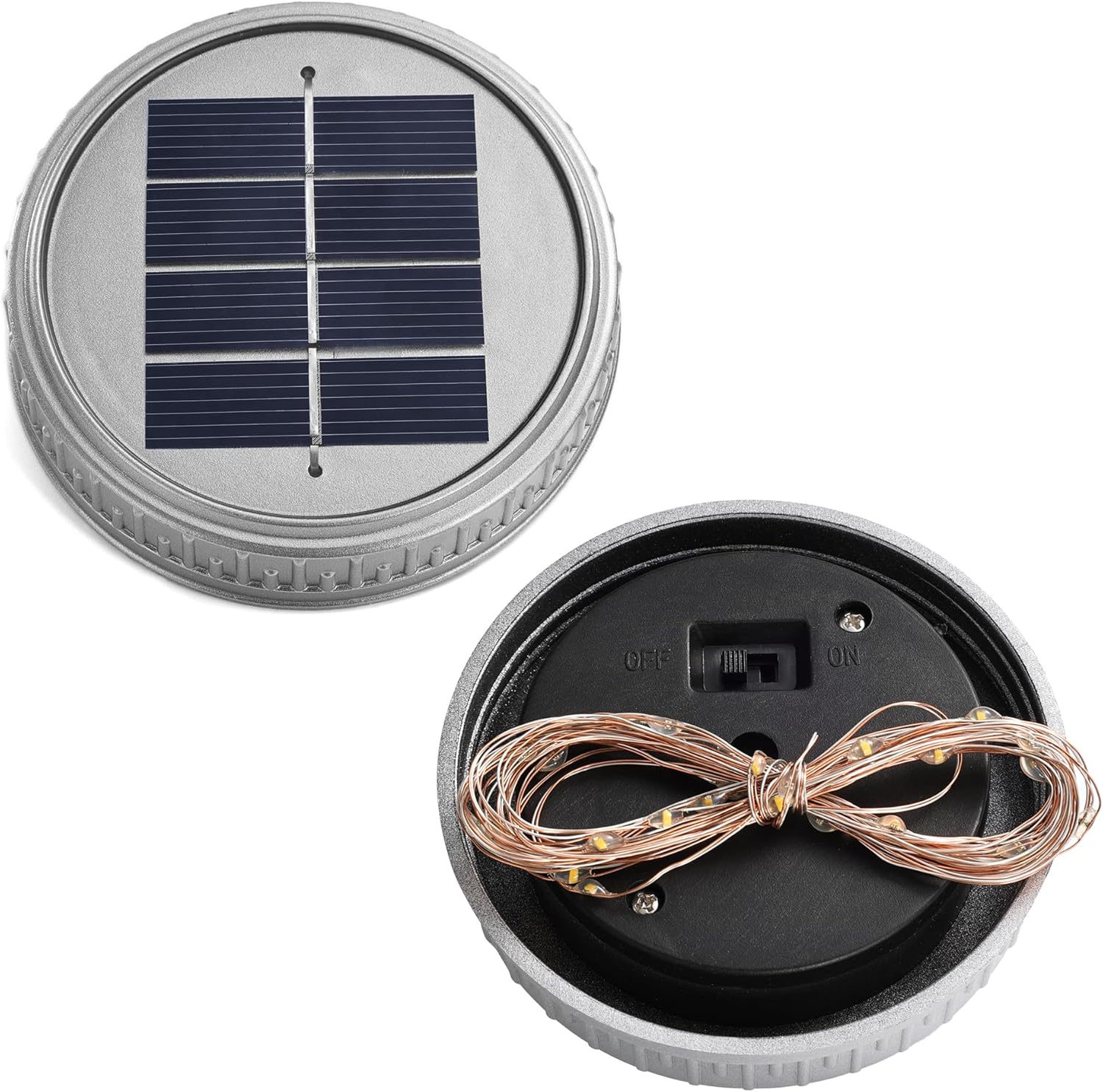 Cooo 2 Pack Crackle Glass Solar Lantern with 30 LED Firefly Lights