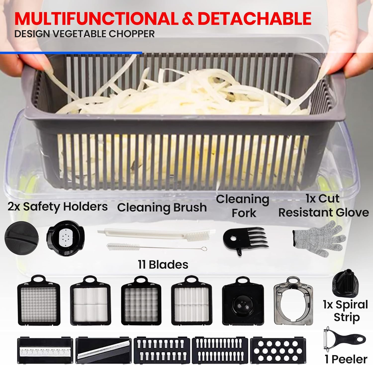 22-in-1 Veggie Chopper with Container and Gloves