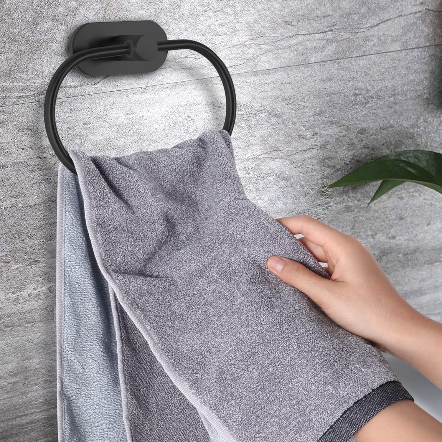 Eolax Matte Black Towel Bar 2 Pack No Drilling Wall Mount