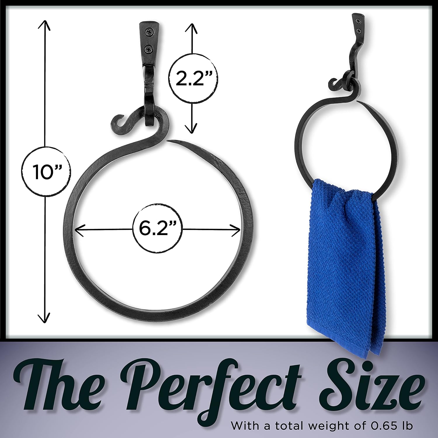 Stur-De Wrought Iron Towel Ring - Rustic Charm Durable Design