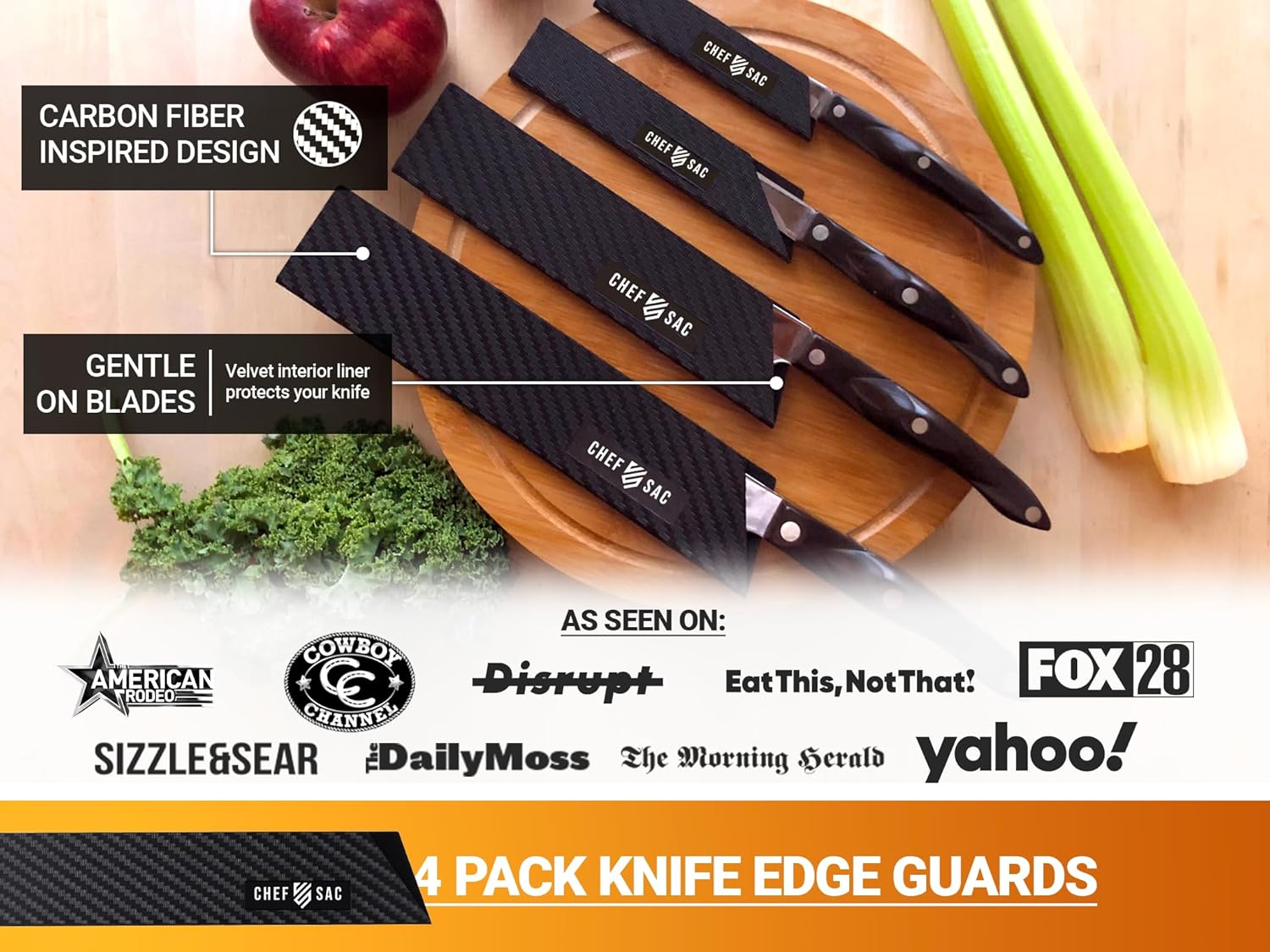 Chef Sac Knife Edge Guards - 4-Pack Durable ABS Sheath