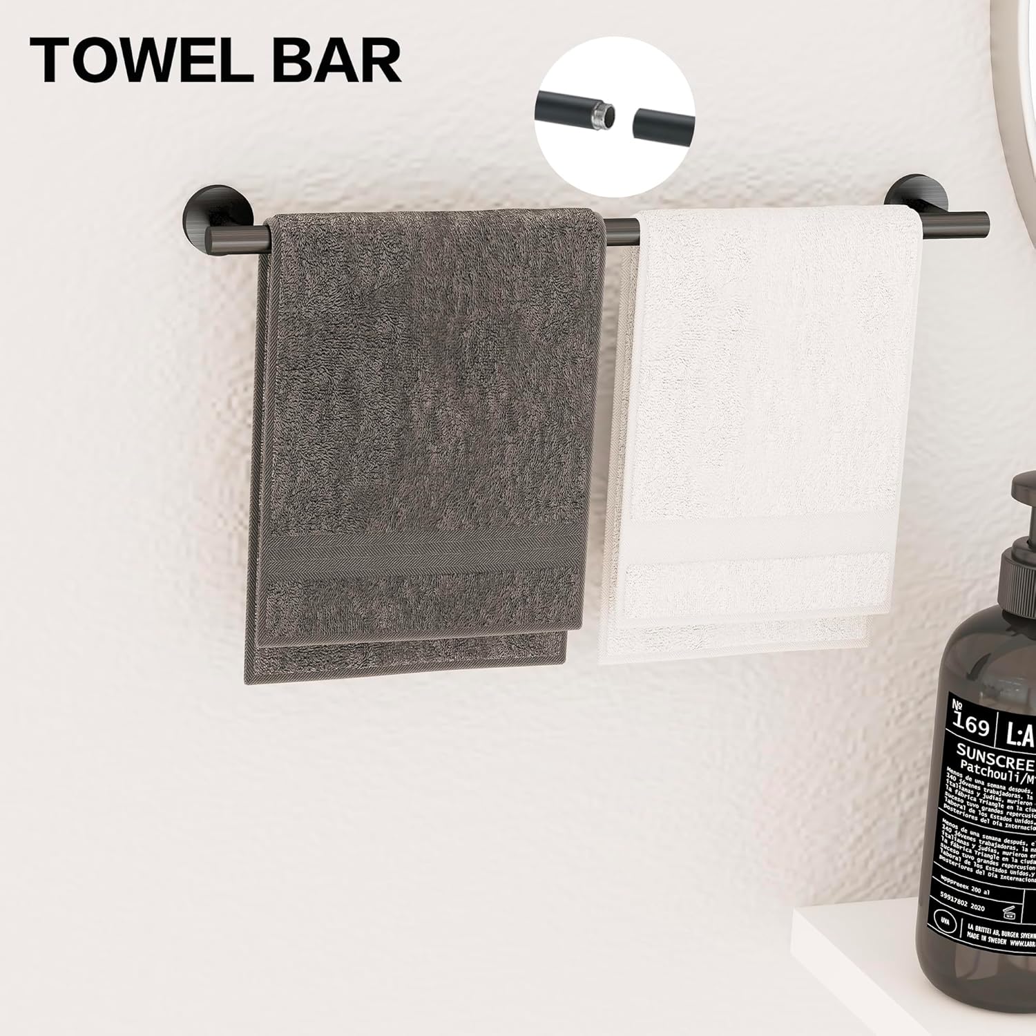 Gkhomext Matte Black Towel Bar Set 5 Piece