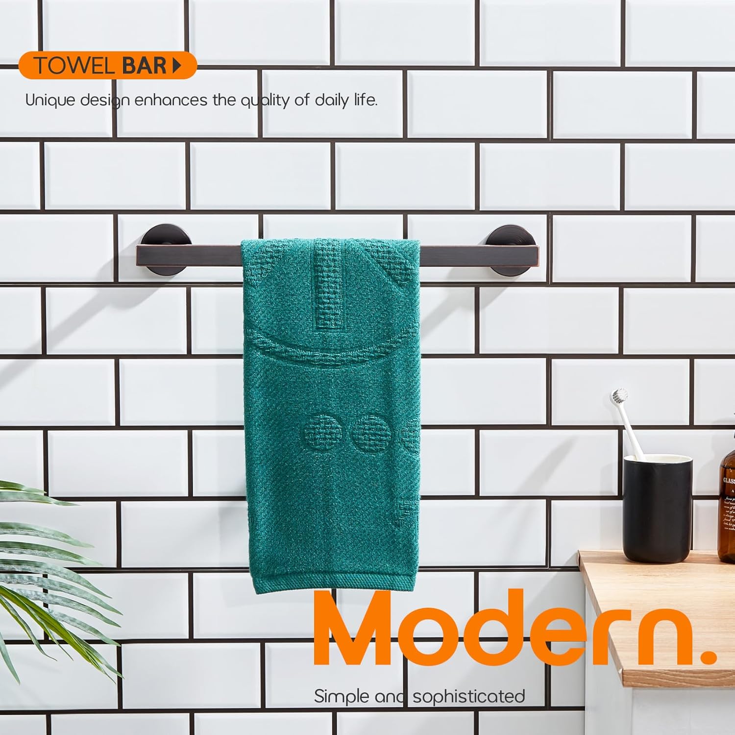 16 Inch Modern Towel Bar Oil Rubbed Bronze