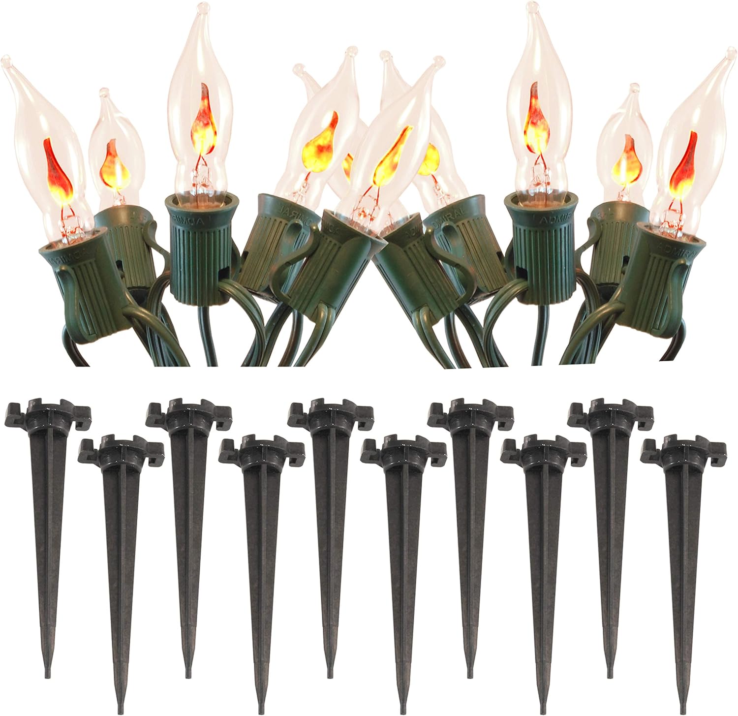 LumaBase Electric Pathway Lights with 10 Flickering Bulbs