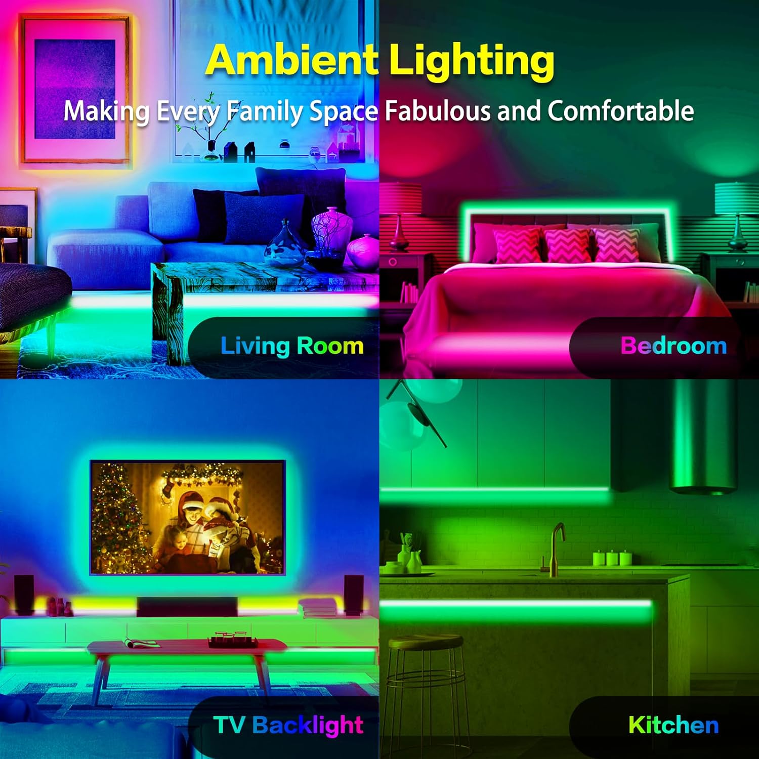 KEXU Smart WiFi LED Strip Light 50ft with Alexa Google Assistant