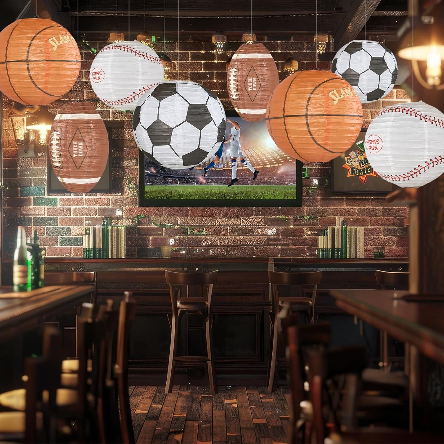 UNIQOOO 8Pcs Sports Paper Lanterns for Football Parties