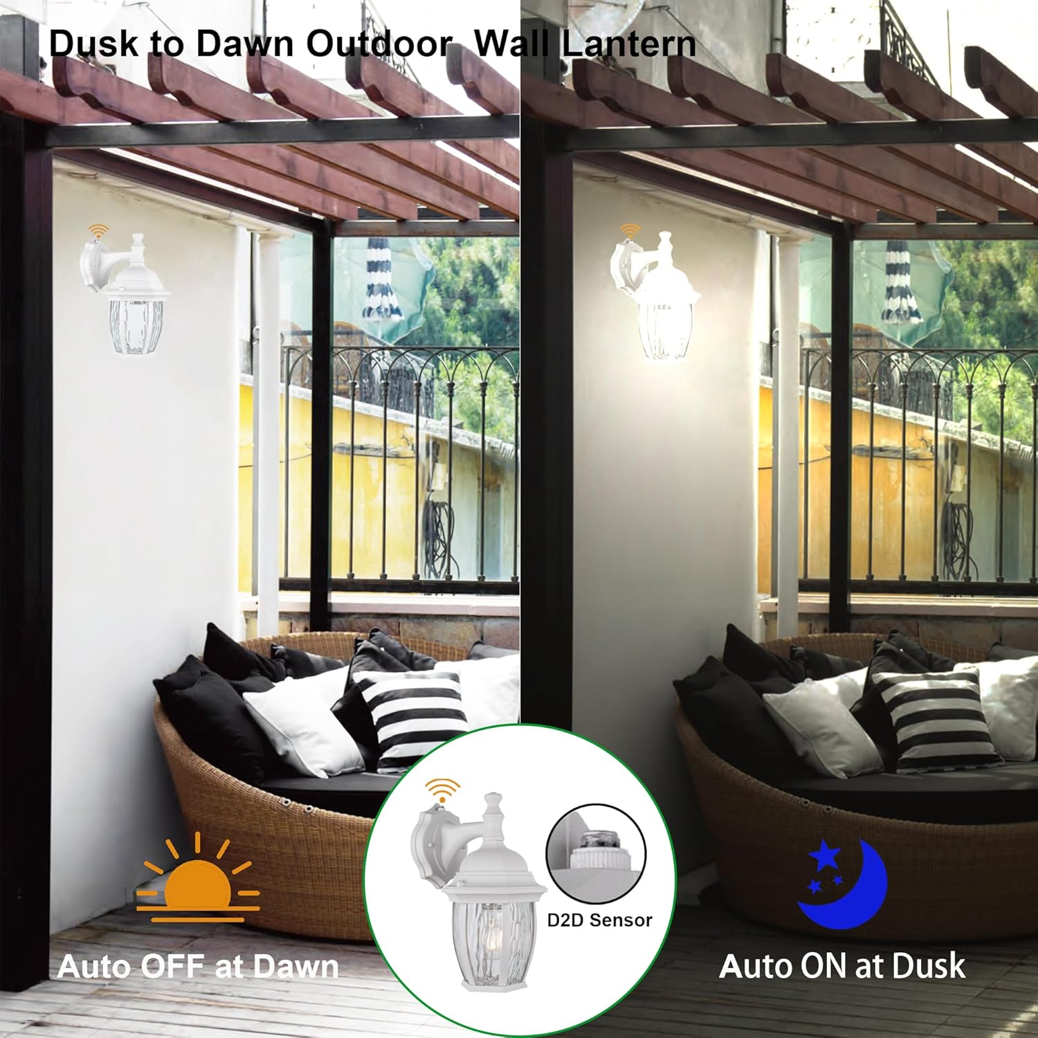 LIT-PATH Dusk to Dawn Wall Lantern with E26 Base