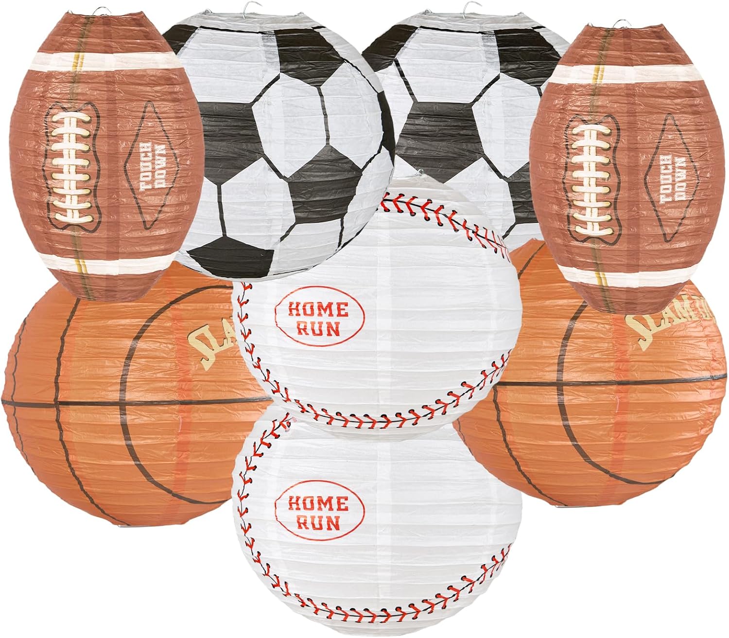 UNIQOOO 8Pcs Sports Paper Lanterns for Football Parties