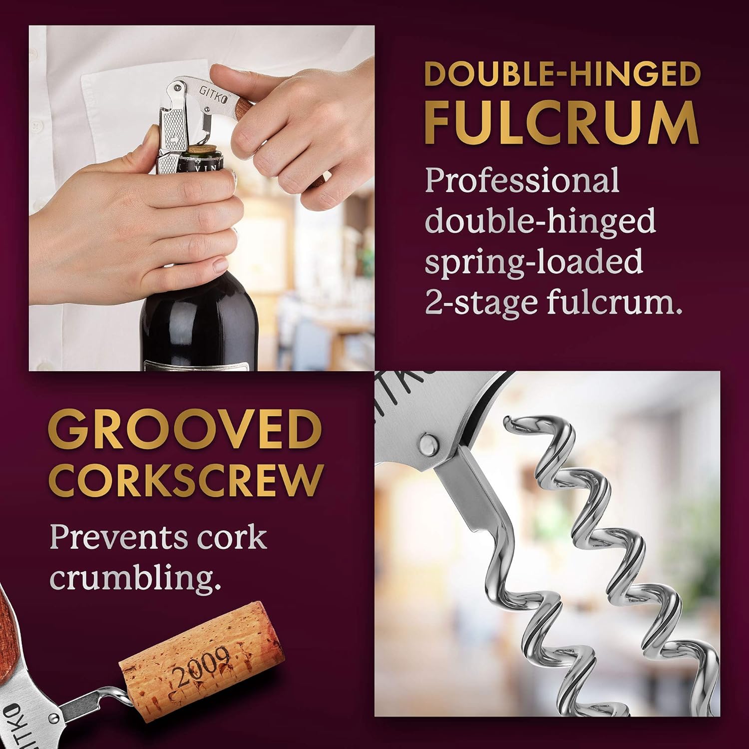 Gitko Professional Wine Opener with Rosewood Handle
