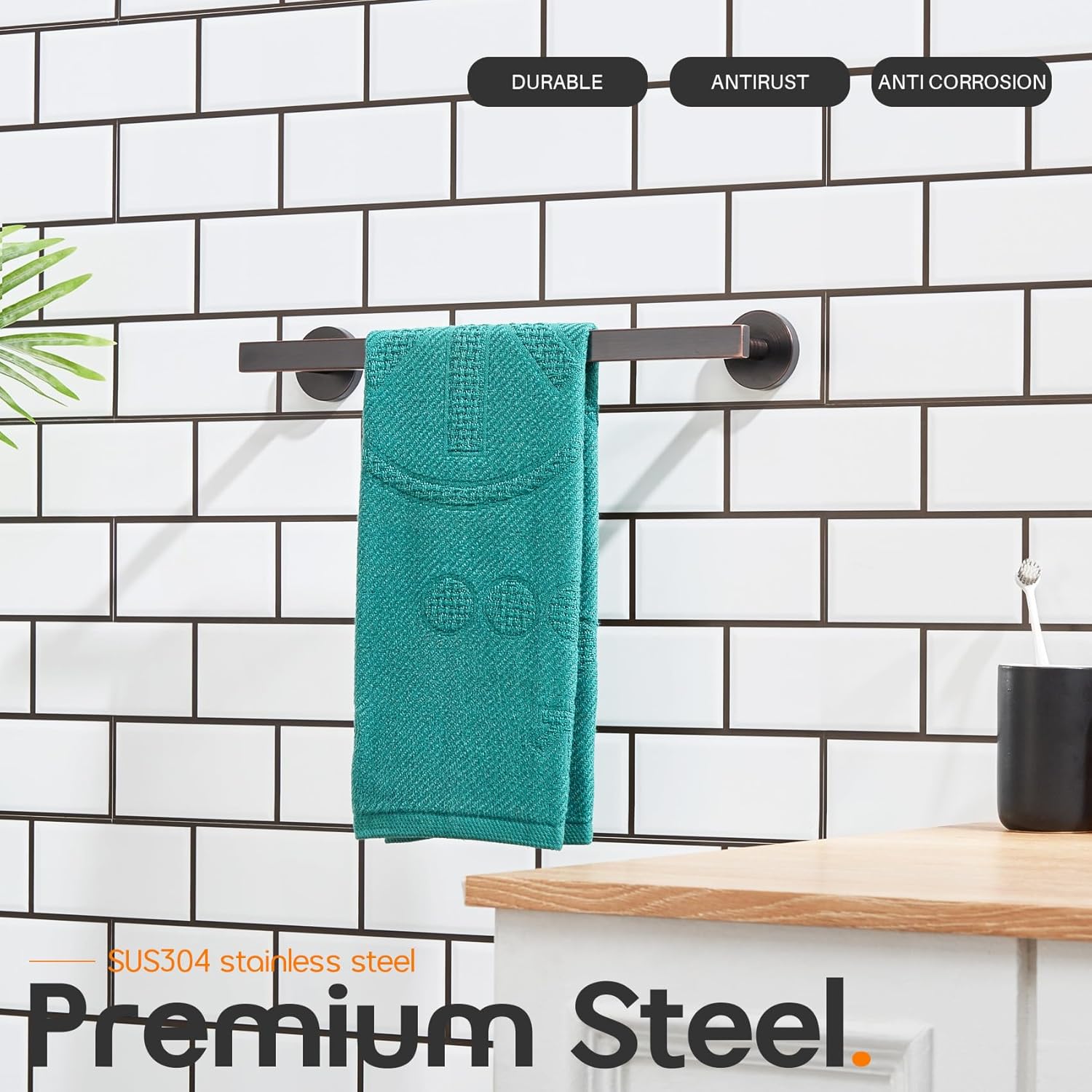 16 Inch Modern Towel Bar Oil Rubbed Bronze