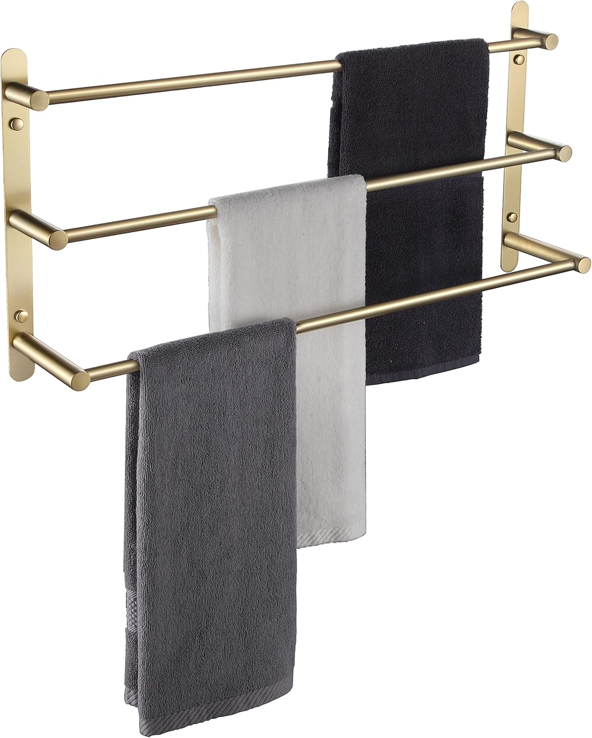 KOKOSIRI 3-Tier Stainless Steel Towel Bar with Brushed Gold Finish