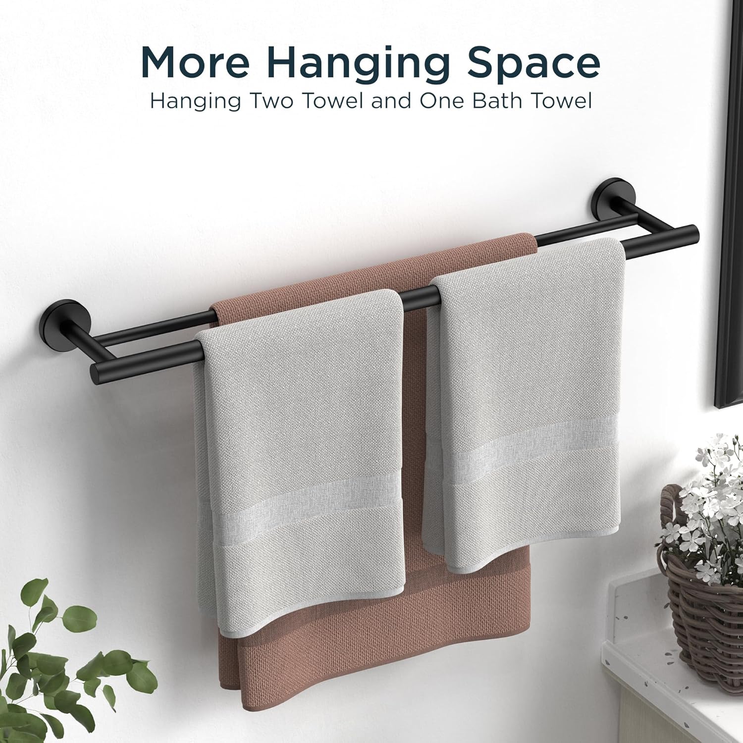 FORIOUS 24 Inch Double Towel Bar Racks Holder