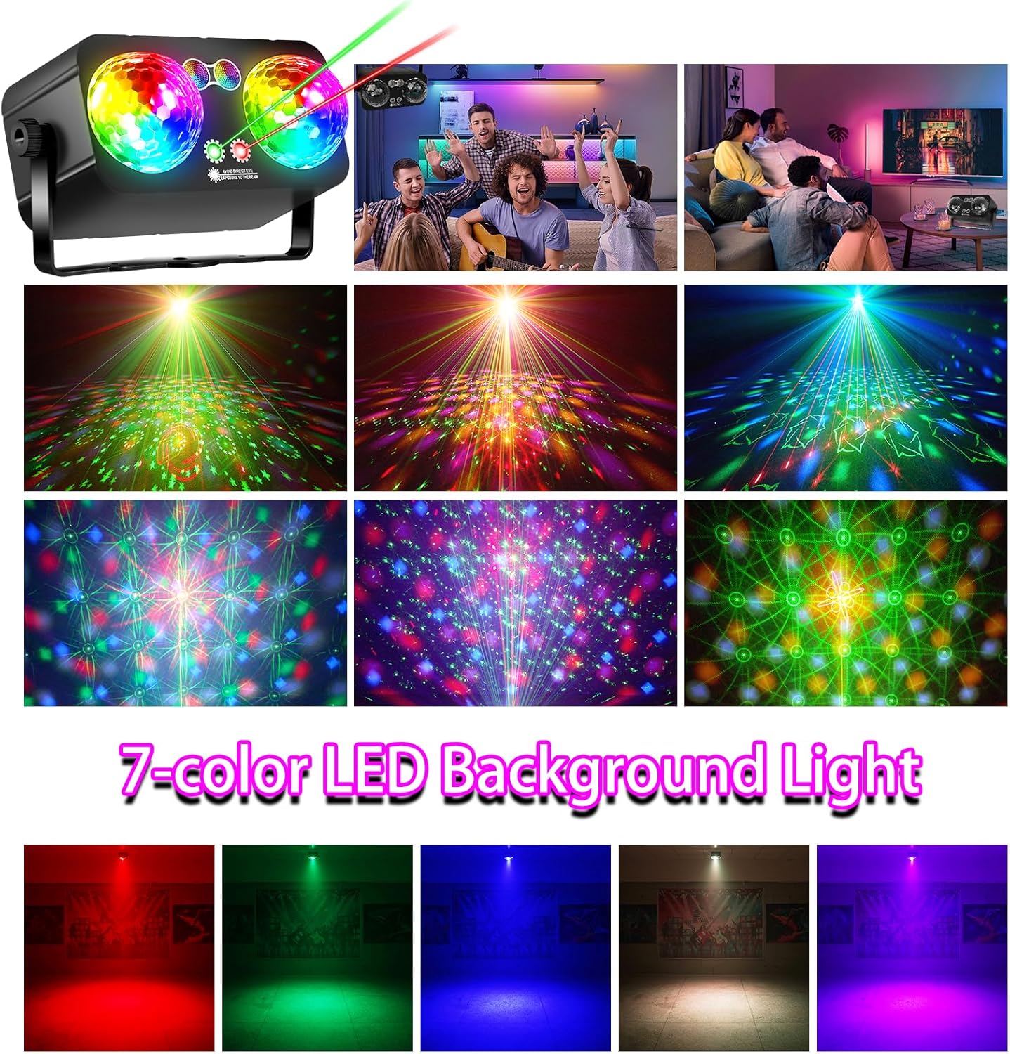 XJXTC Party Lights with Sound Activated Remote Control
