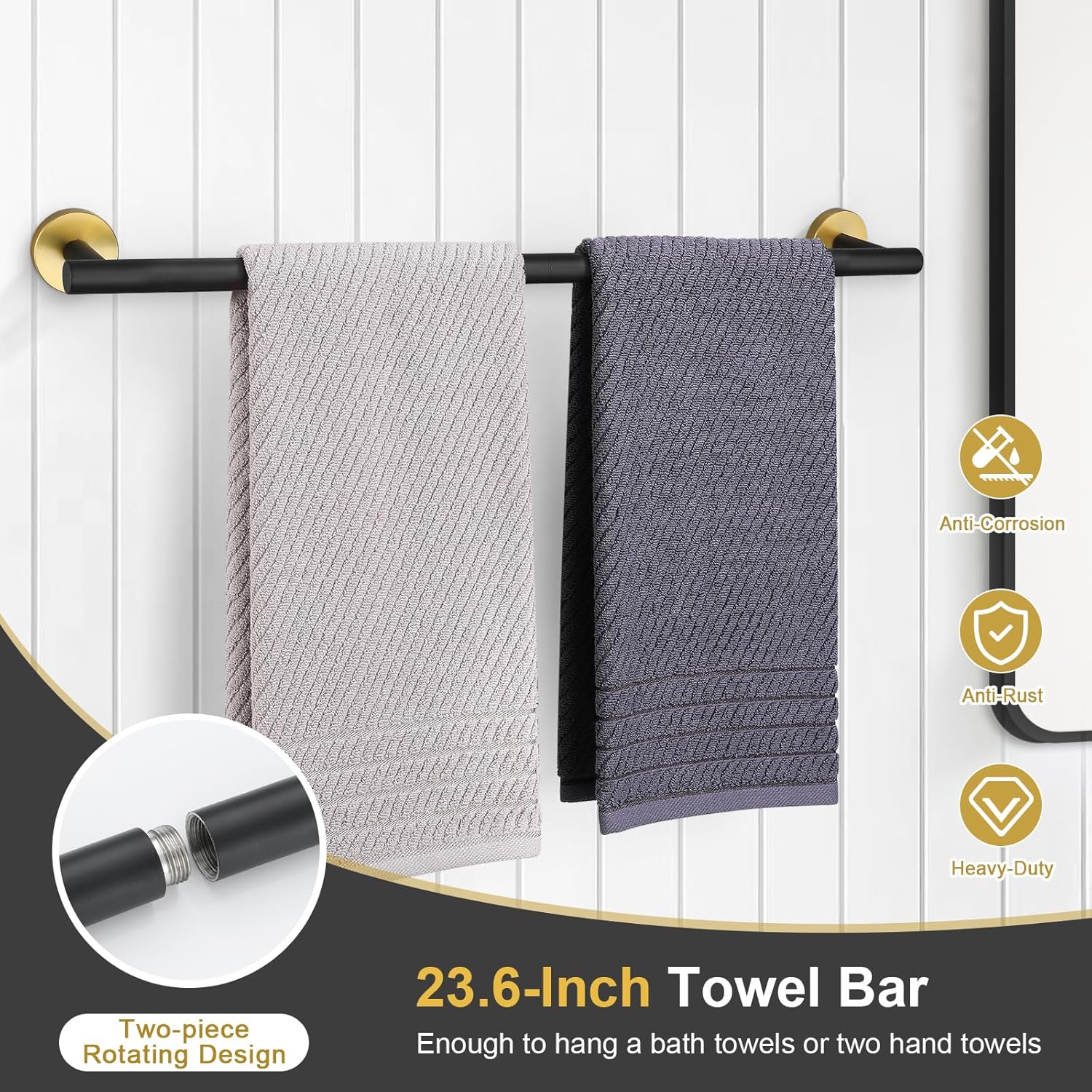 TQKAG 8-Piece Stainless Steel Towel Bar Set