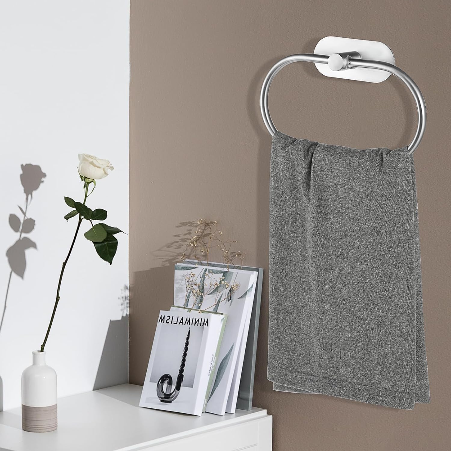 Teaaha Silver Adhesive Towel Ring No Drilling 1