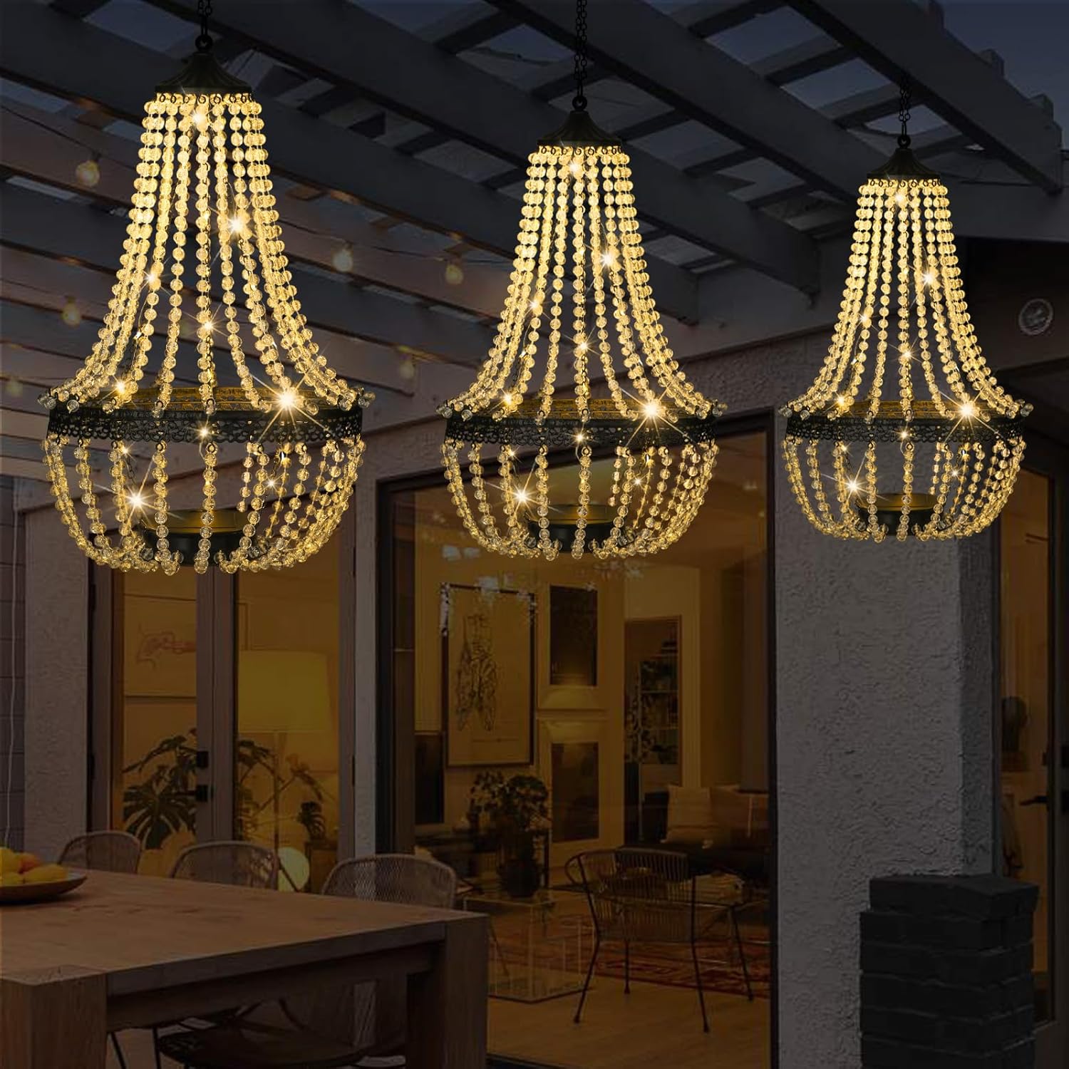LEWISWAYNE Solar Chandelier with 30 Warm White Lights