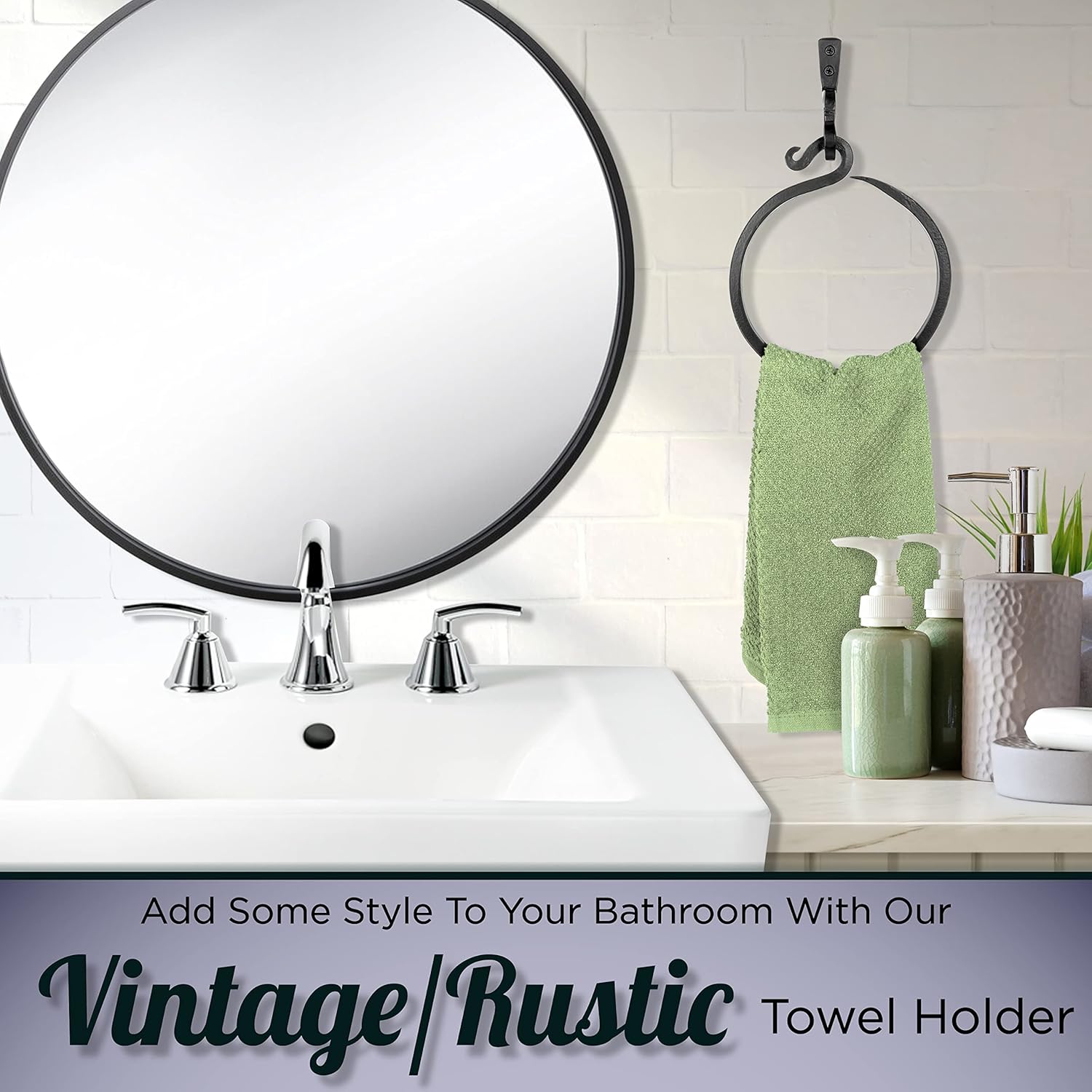 Stur-De Wrought Iron Towel Ring - Rustic Charm Durable Design