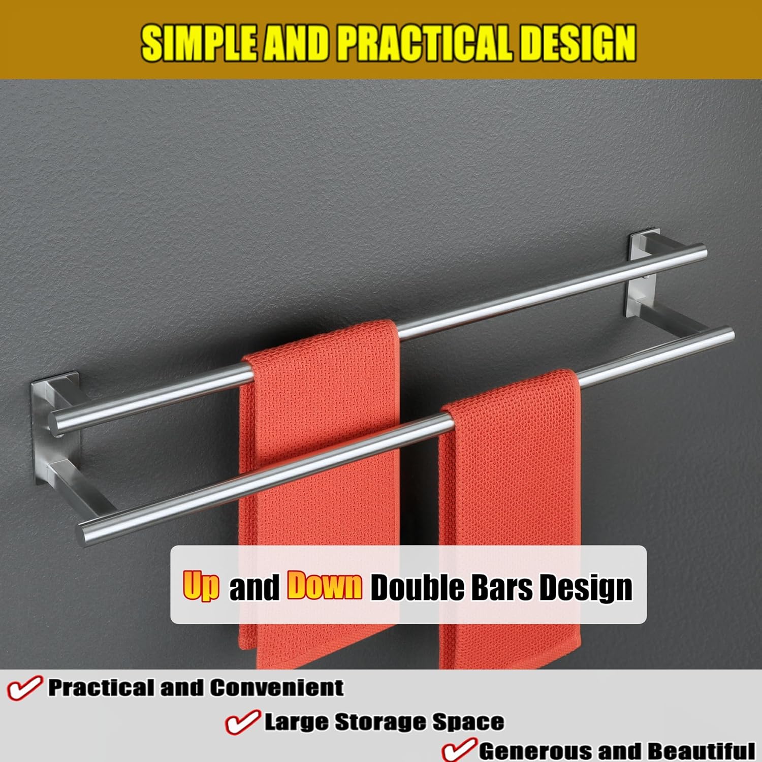 Alise Double Towel Bar 32 Inch Stainless Steel 1