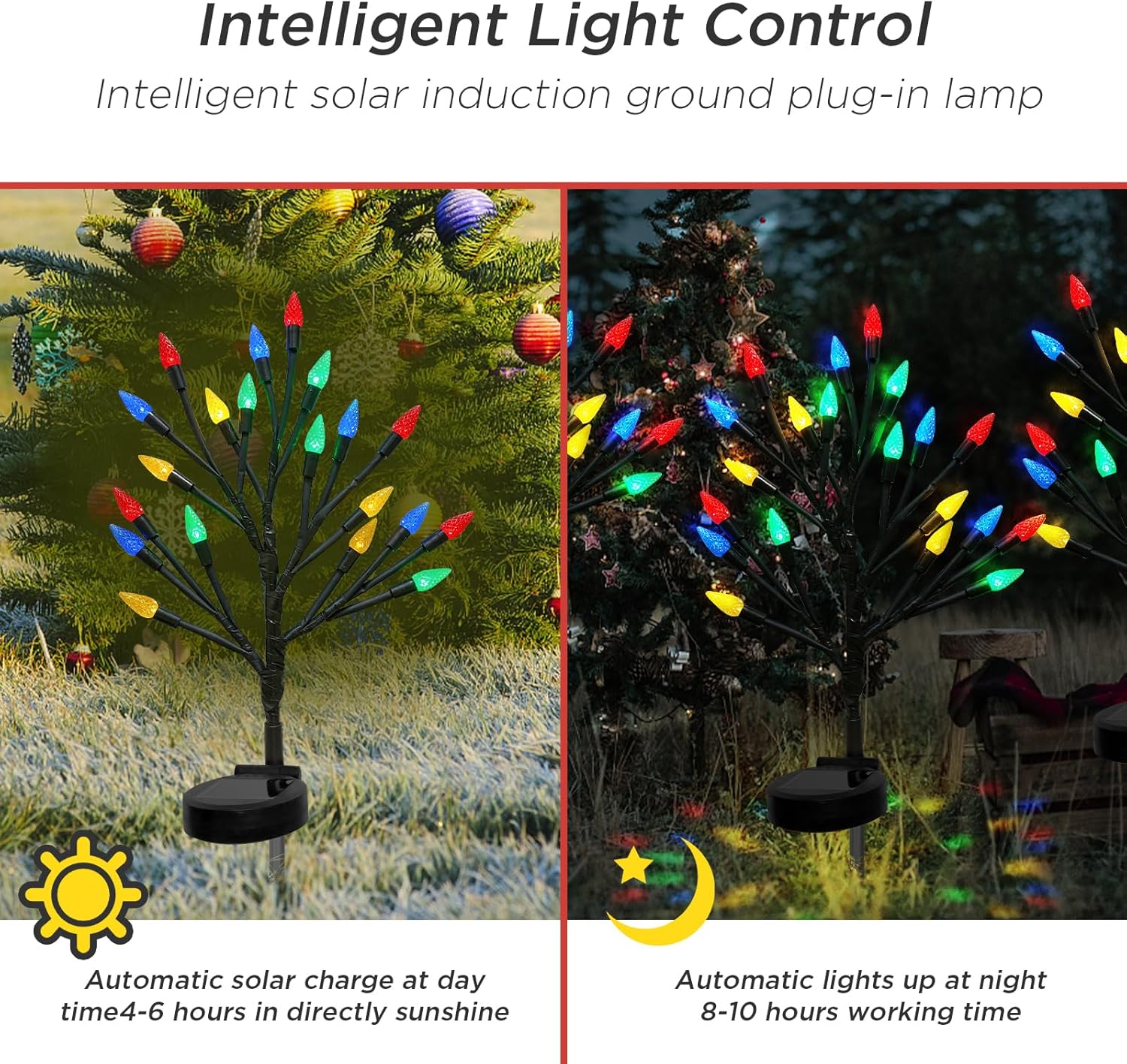 BeHiller Solar Strawberry Tree Lights 2PACK Outdoor Decor