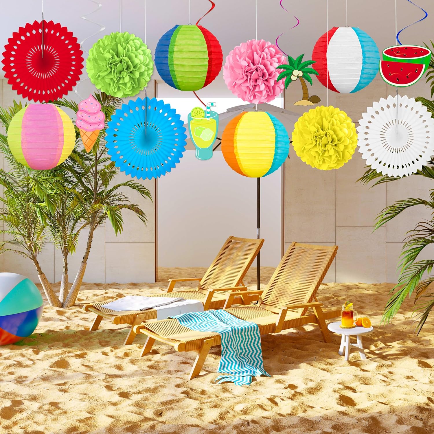 14Pcs Renbuzhu Beach Party Decorations Set